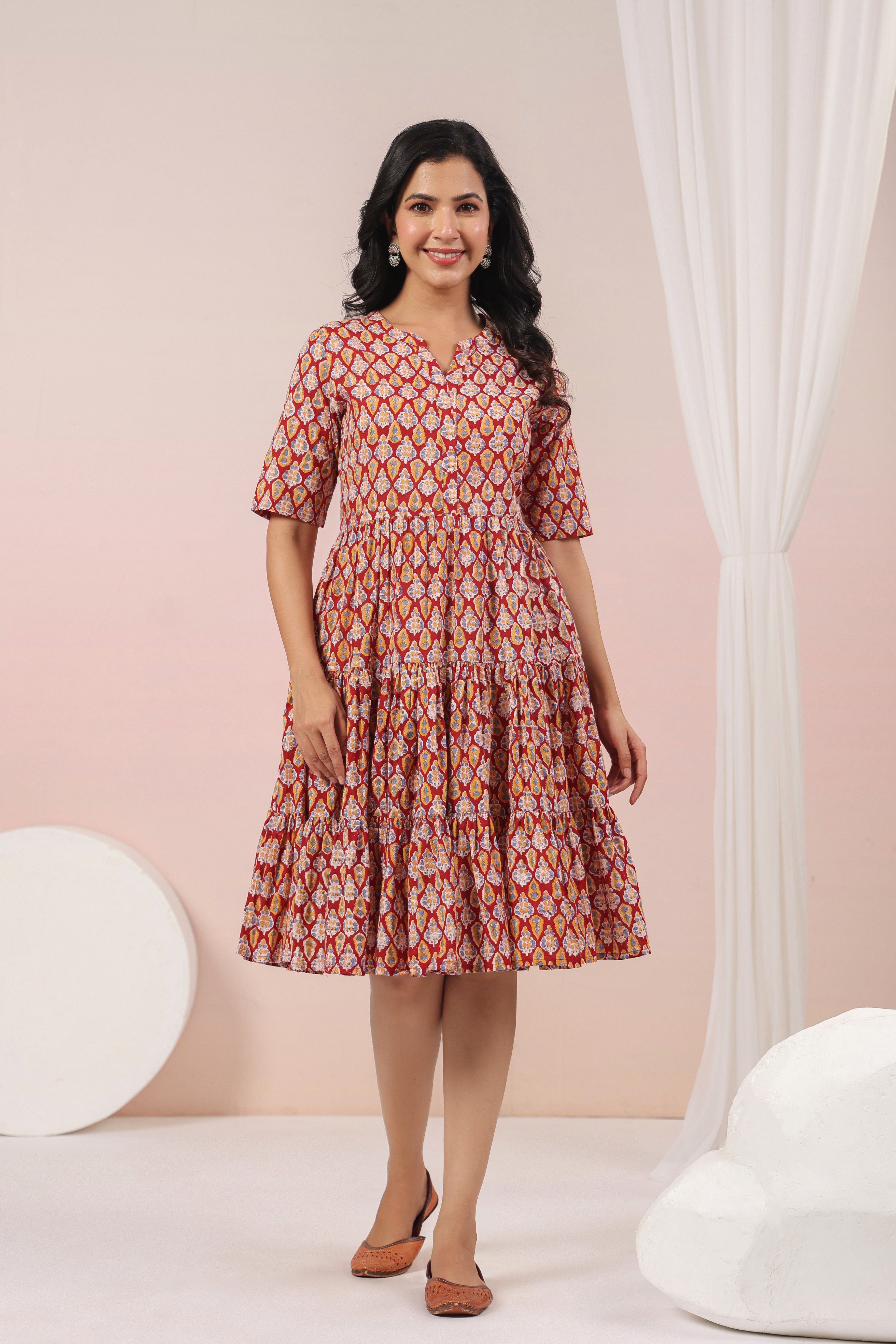 Shuddhi red tier dress