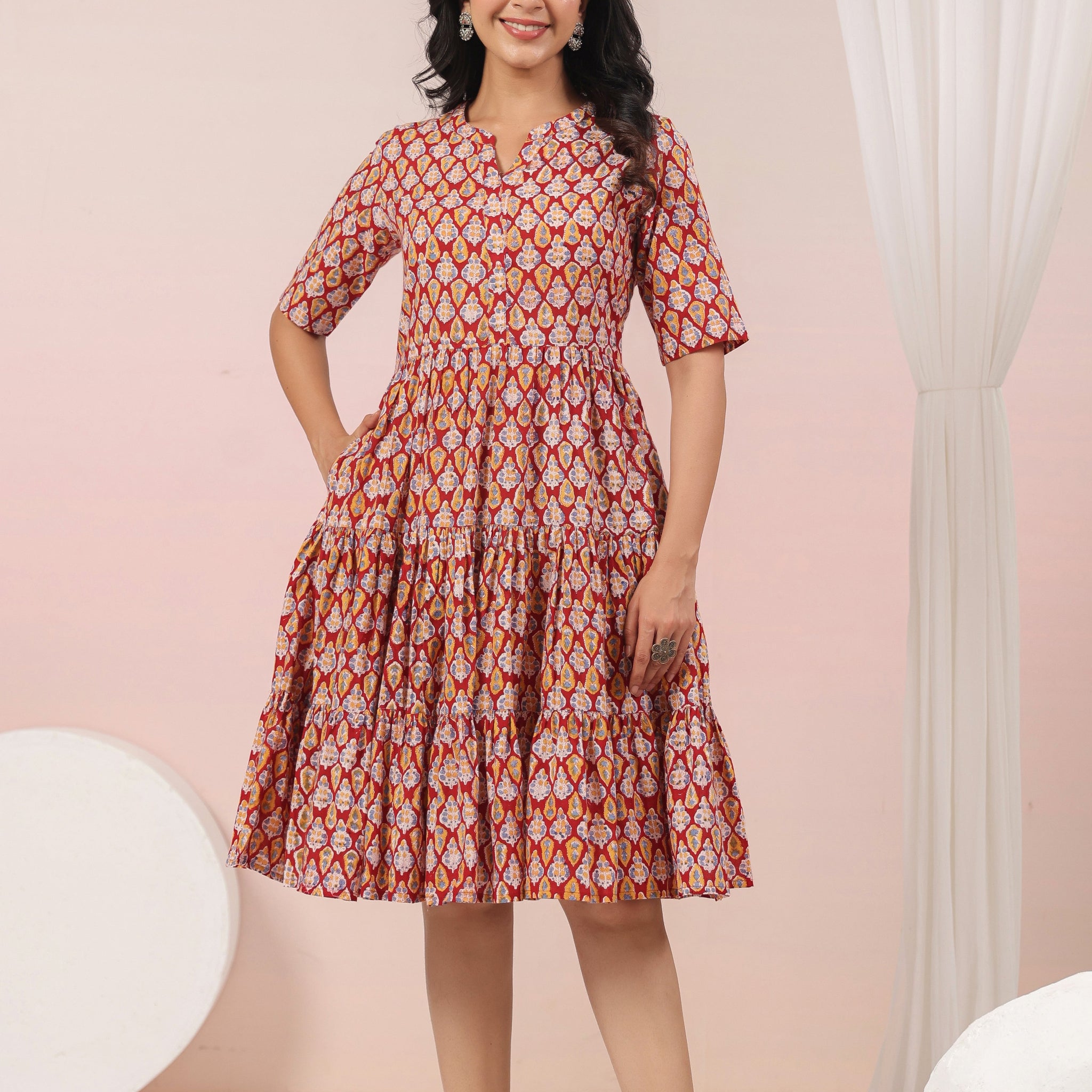 Shuddhi red tier dress