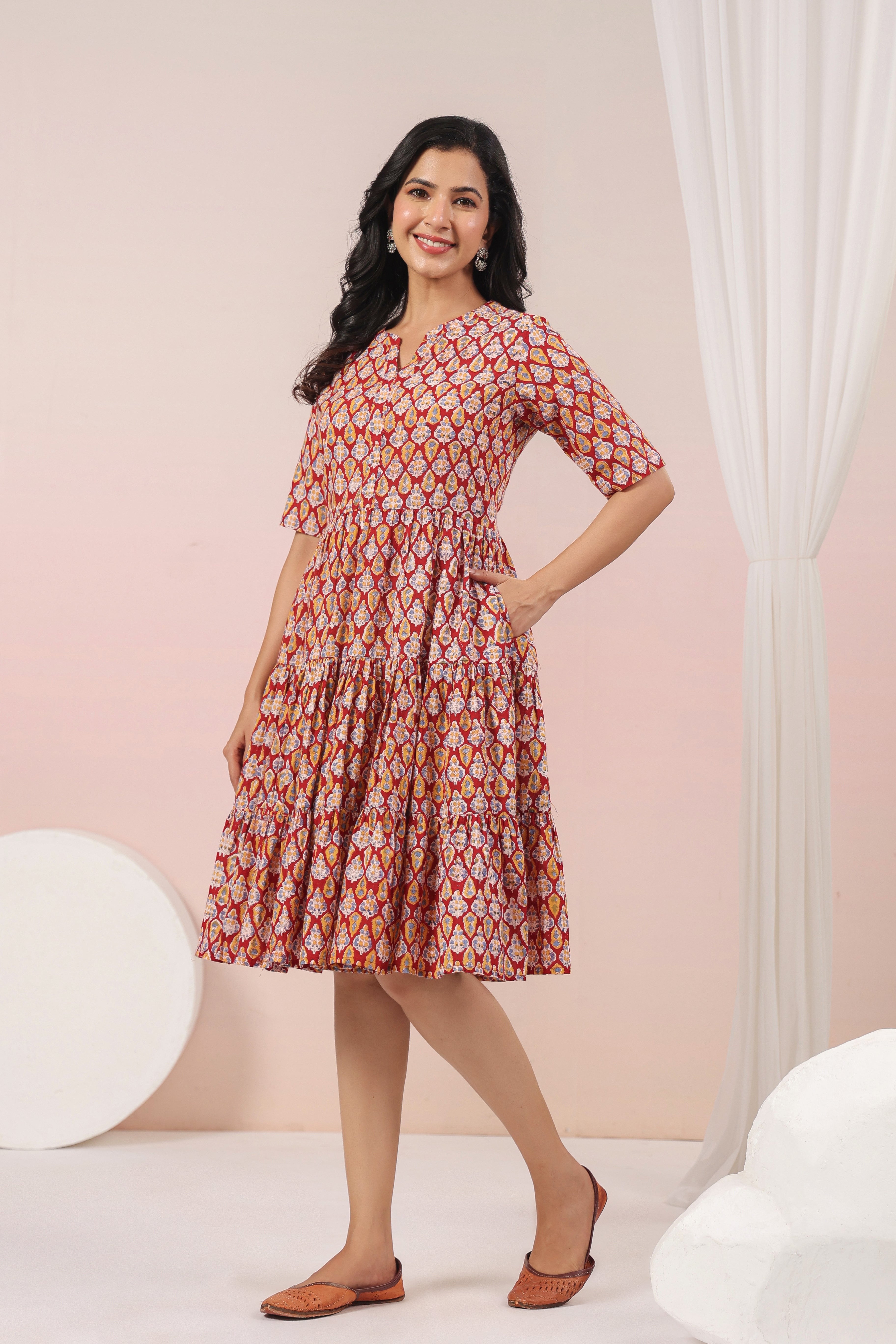Shuddhi red tier dress