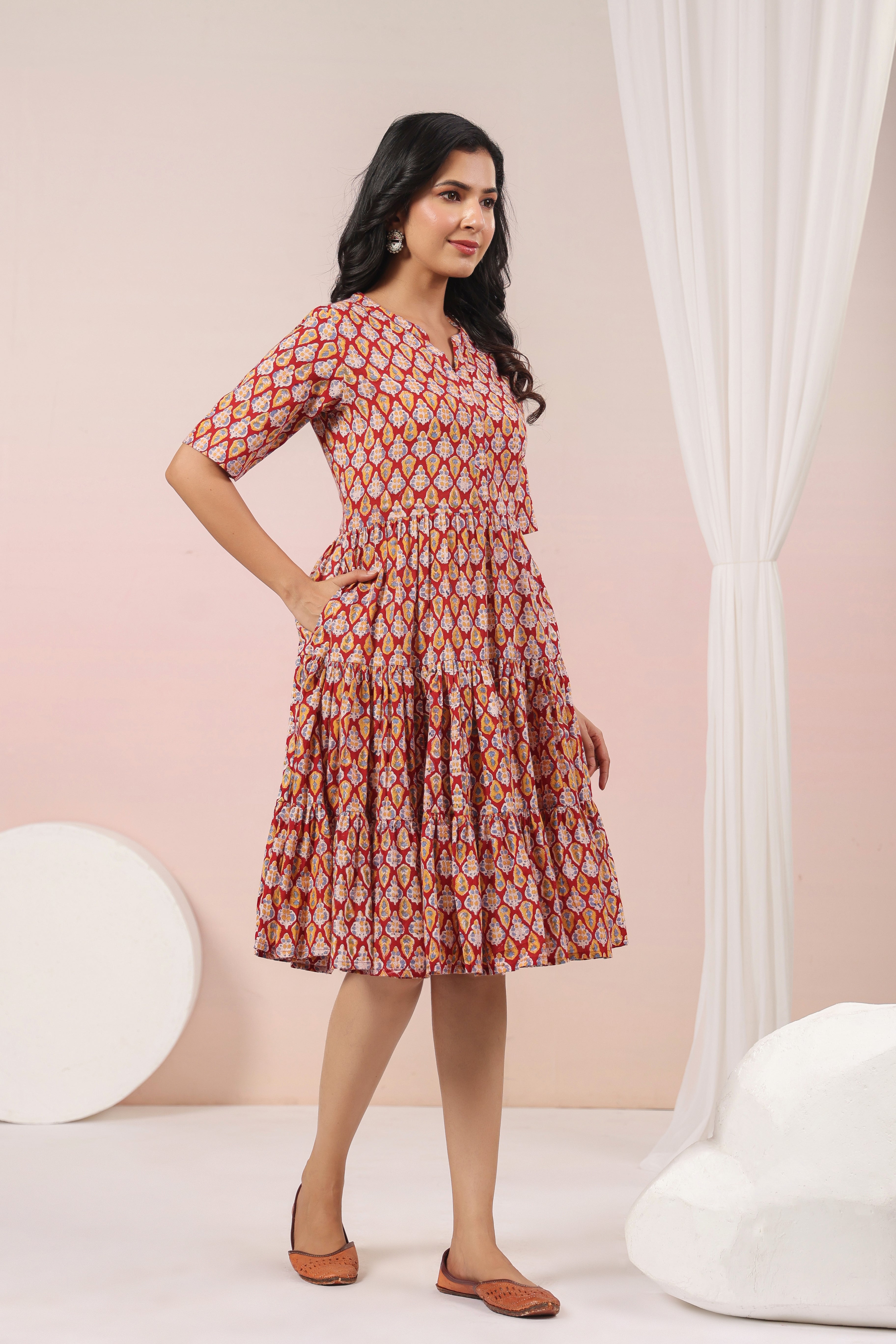 Shuddhi red tier dress