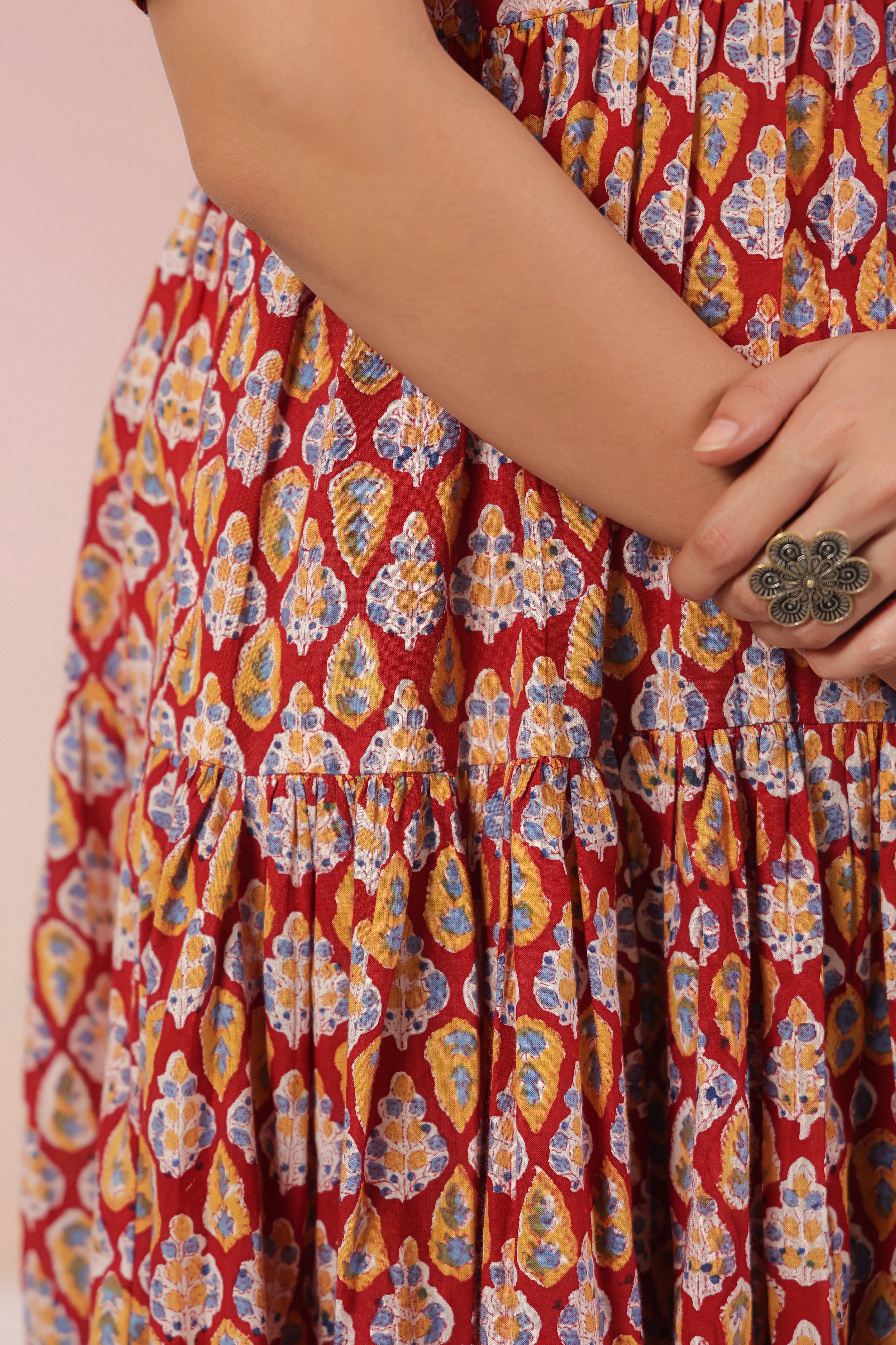 Shuddhi red tier dress