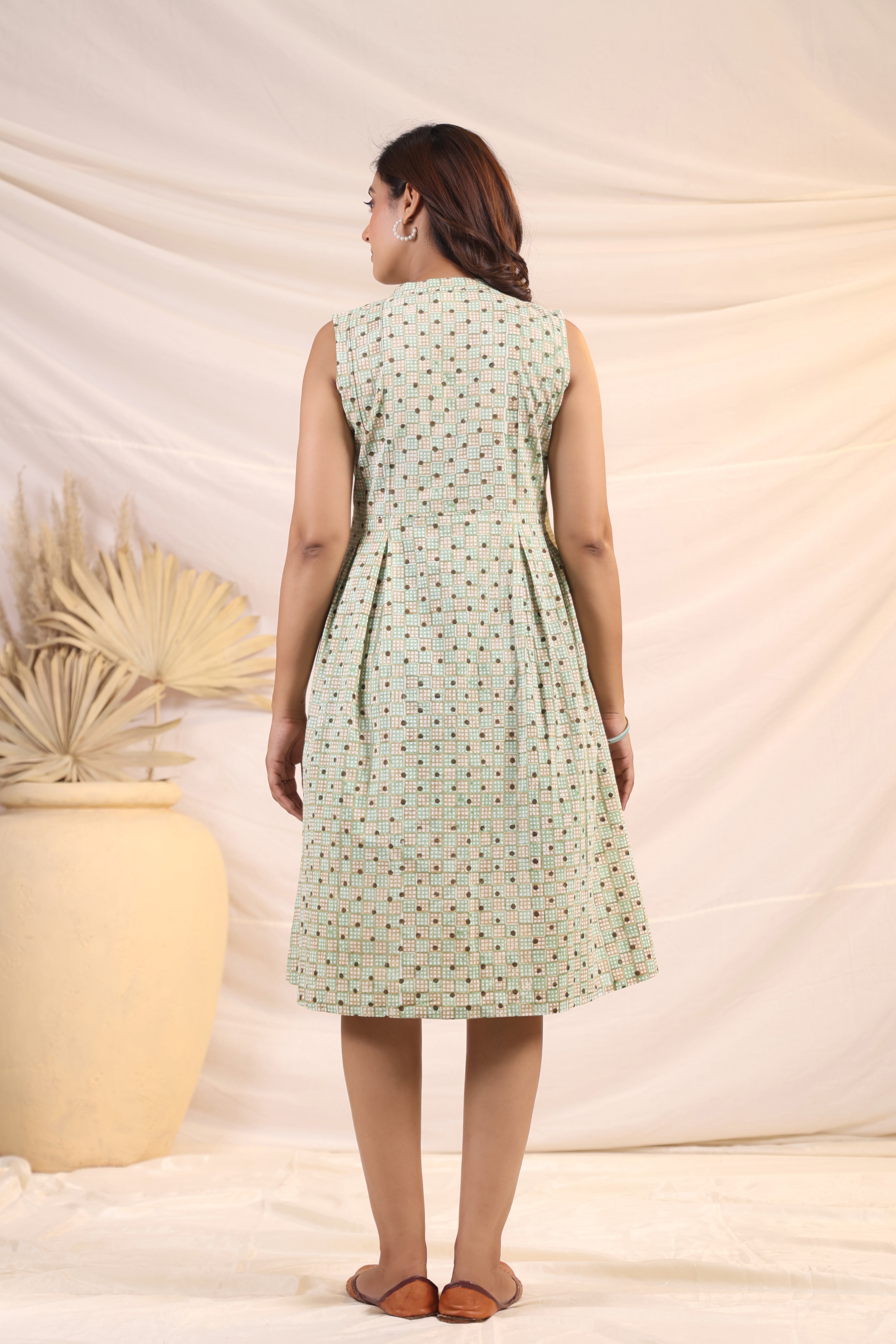Shuddhi  Green and Brown Shift Dress