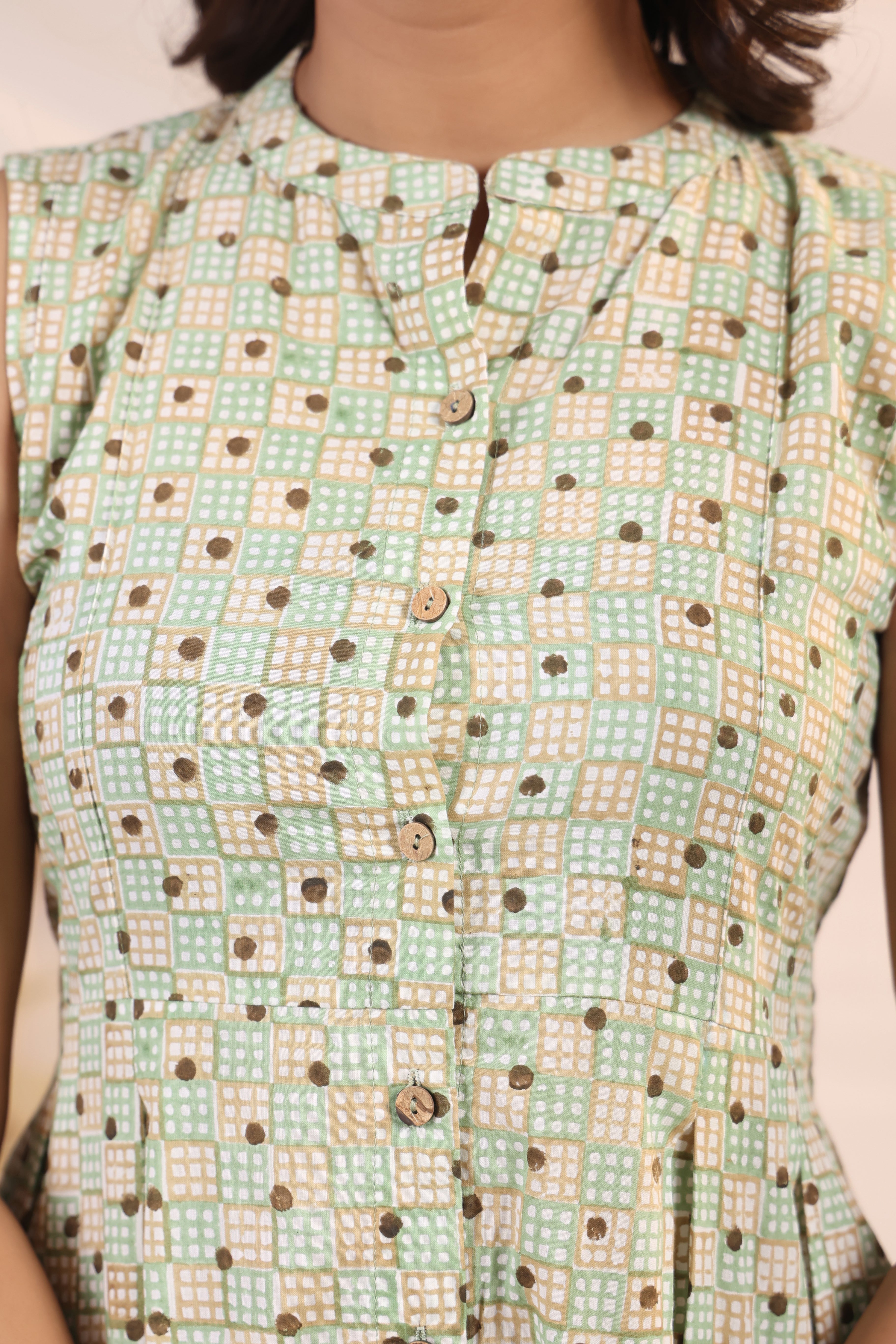 Shuddhi  Green and Brown Shift Dress