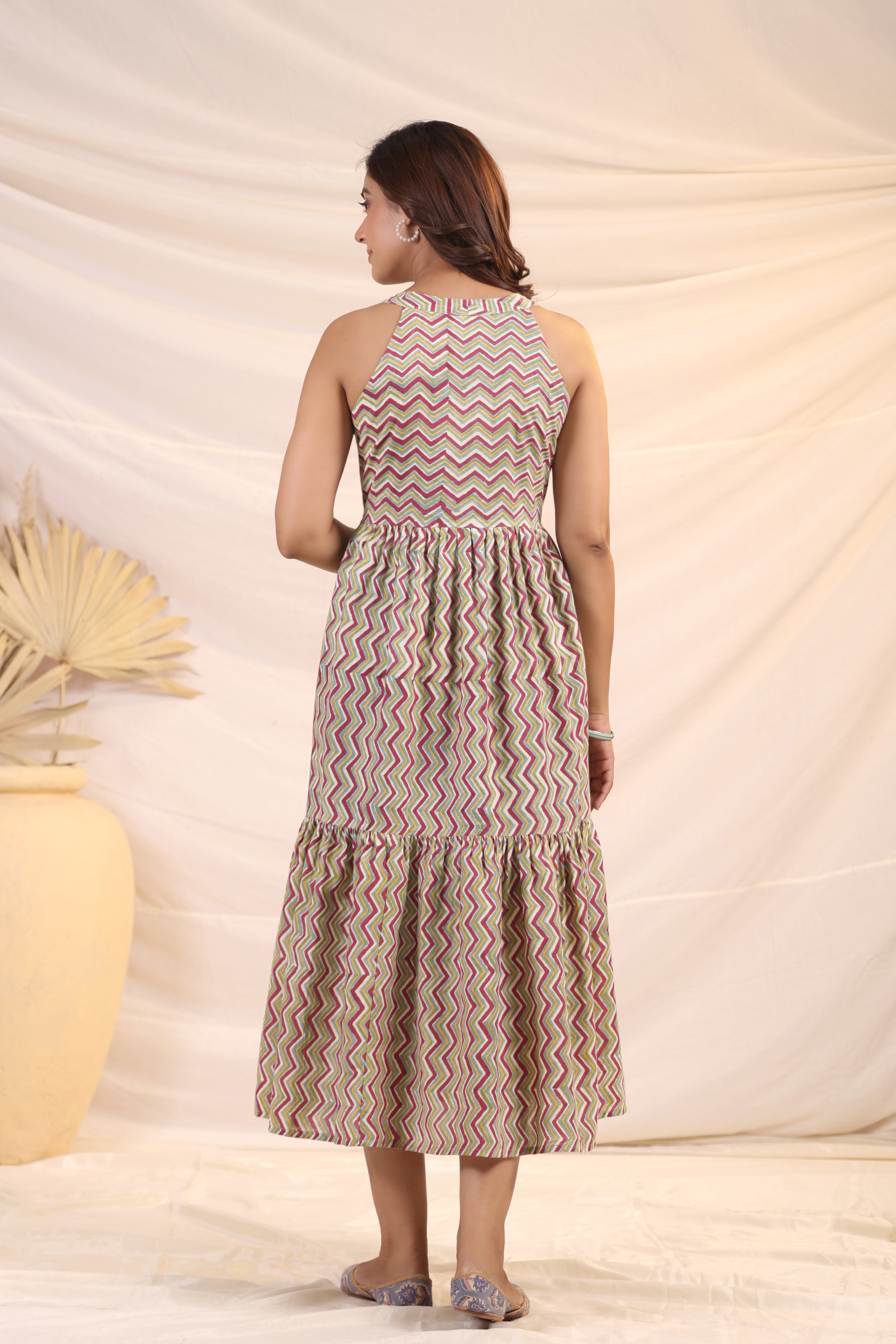 Shuddhi  Maroon and Green Tier Dress