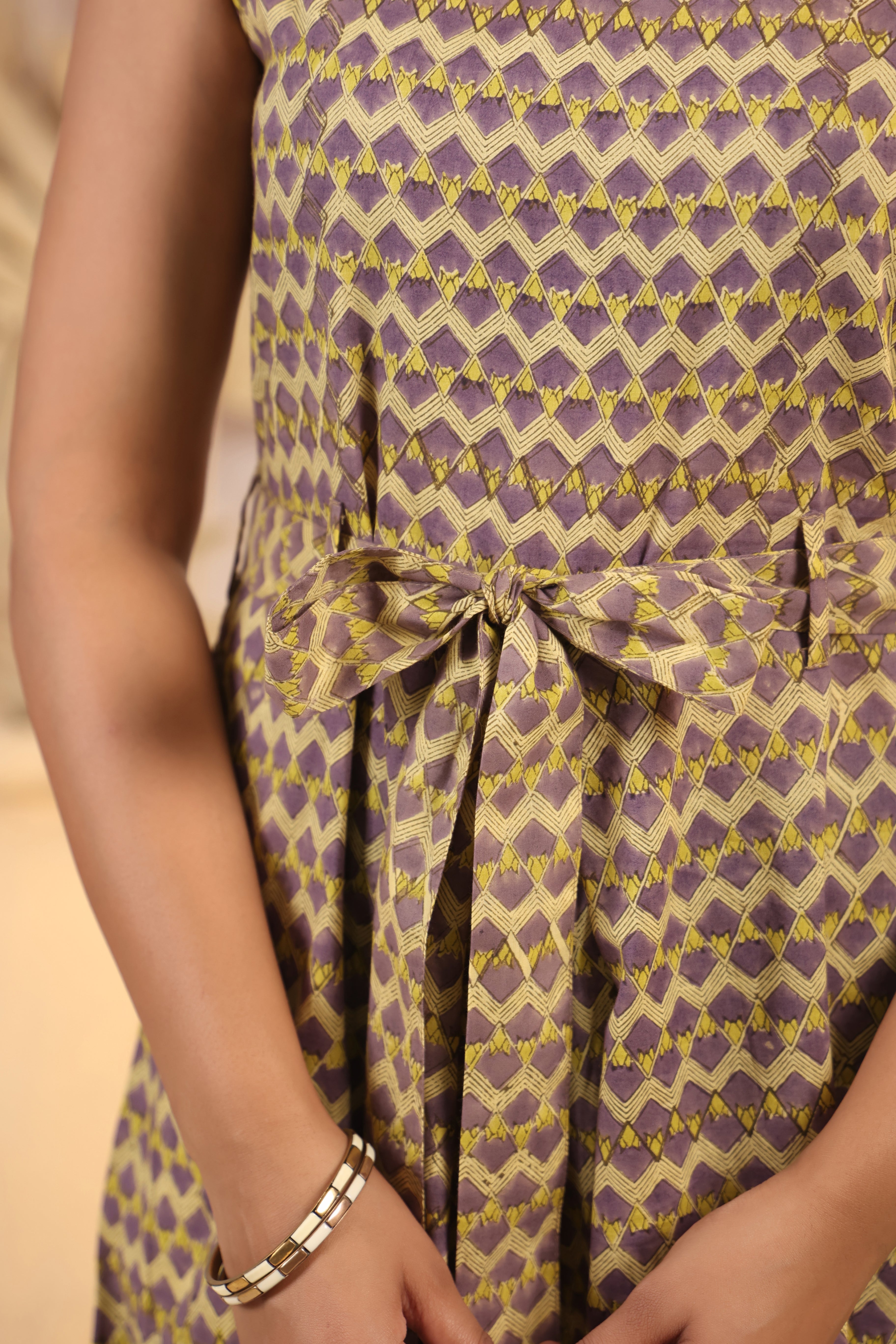 Shuddhi Beige and Violet Jumpsuit