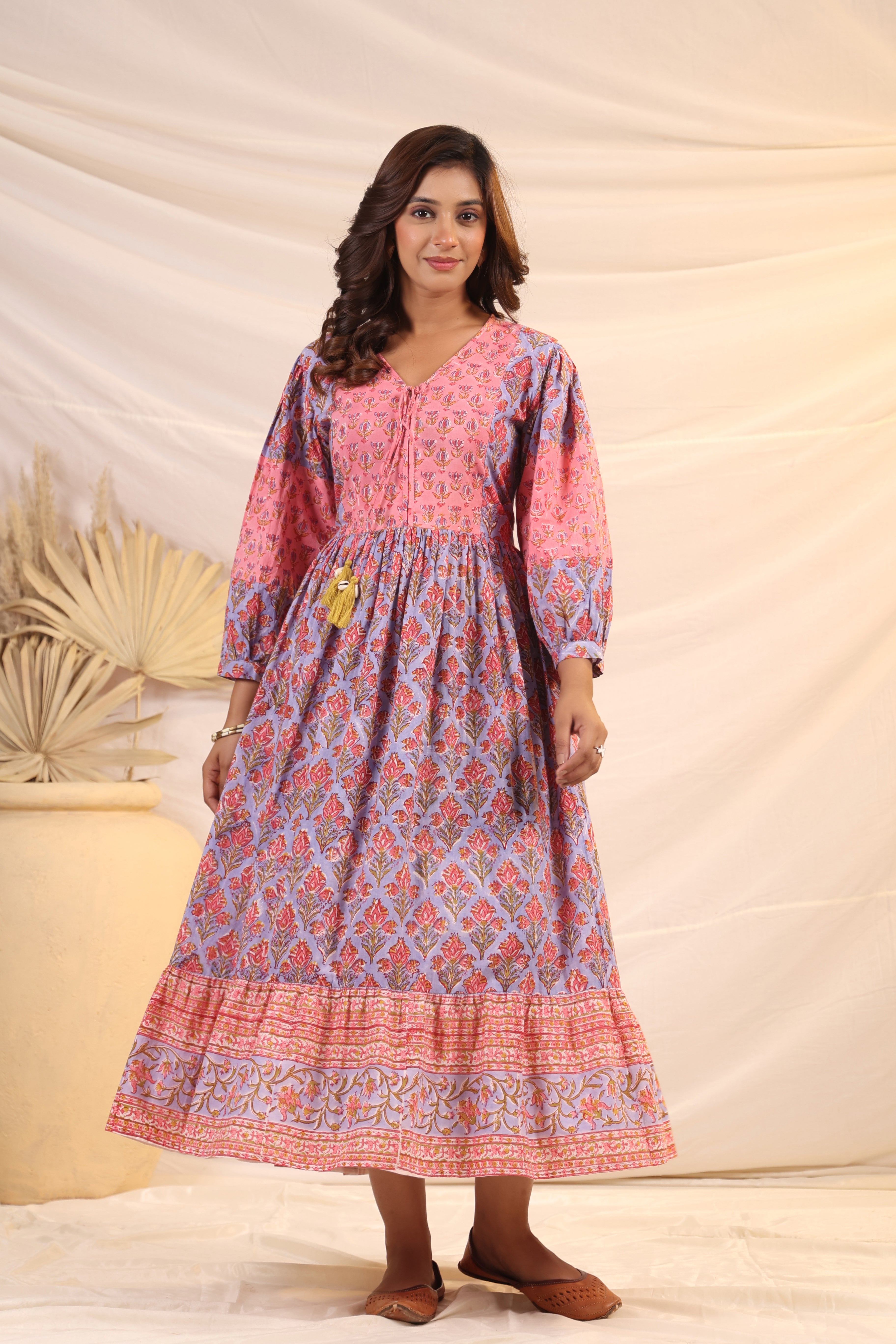 Shuddhi violet and pink bohemian dress