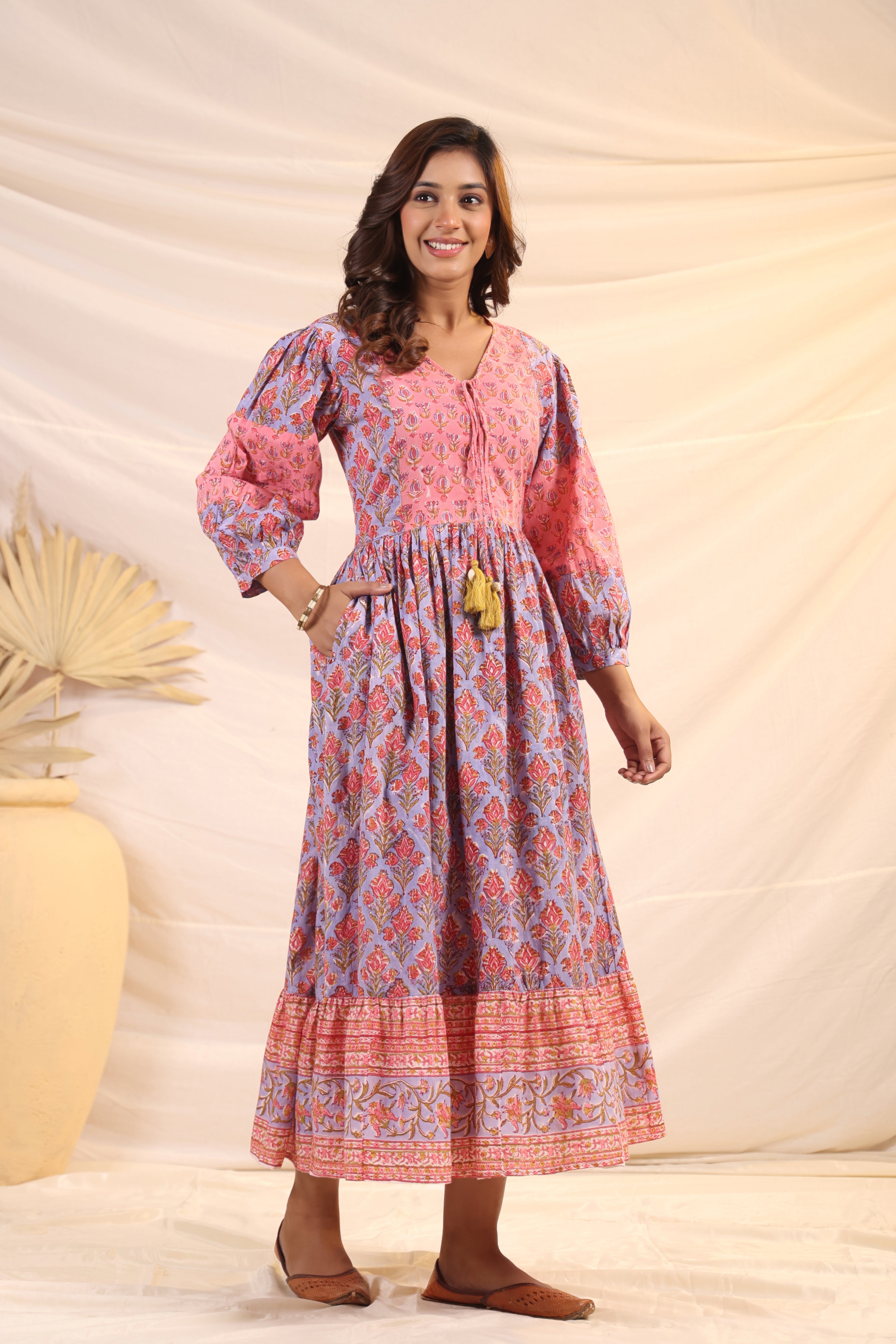 Shuddhi violet and pink bohemian dress