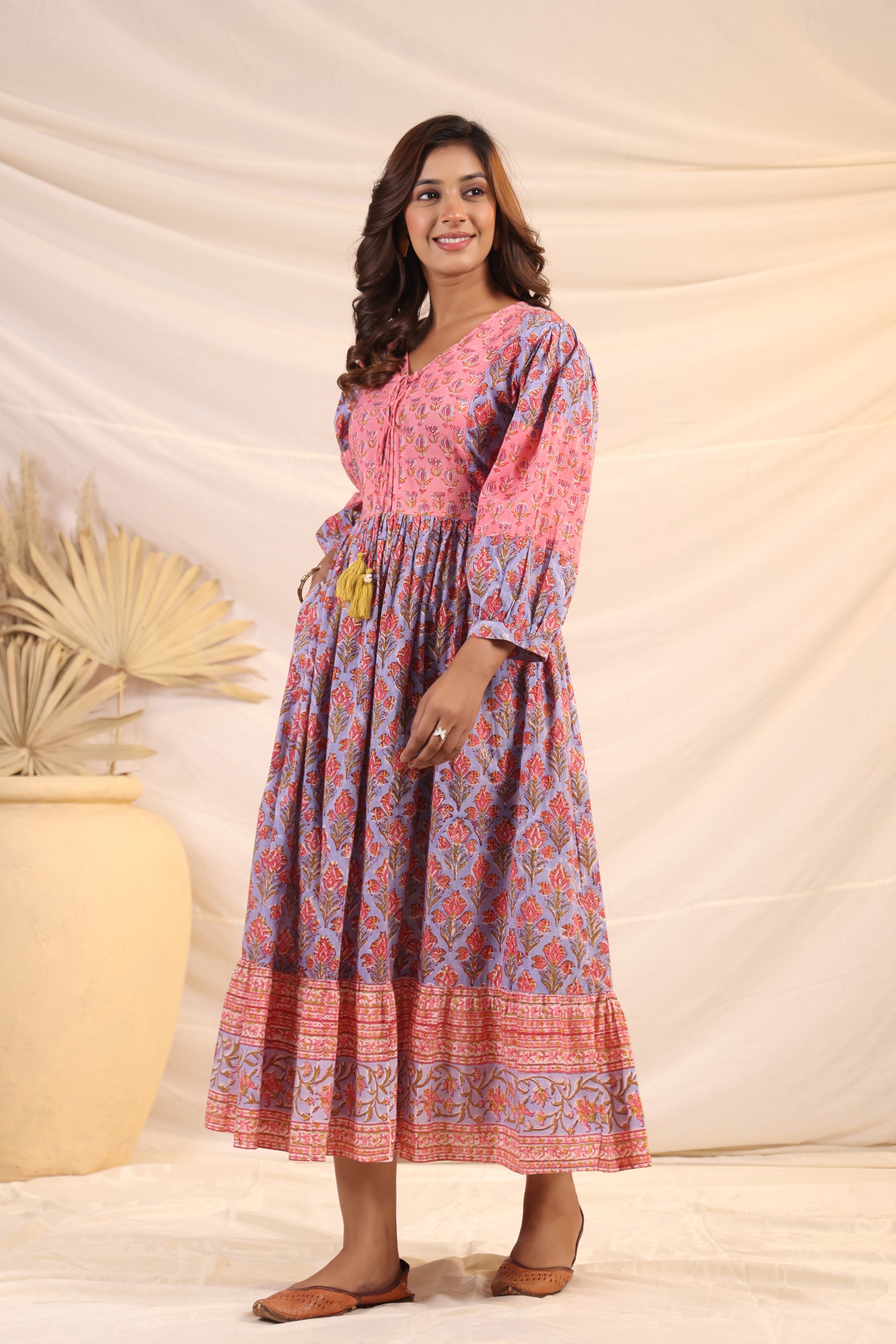 Shuddhi violet and pink bohemian dress