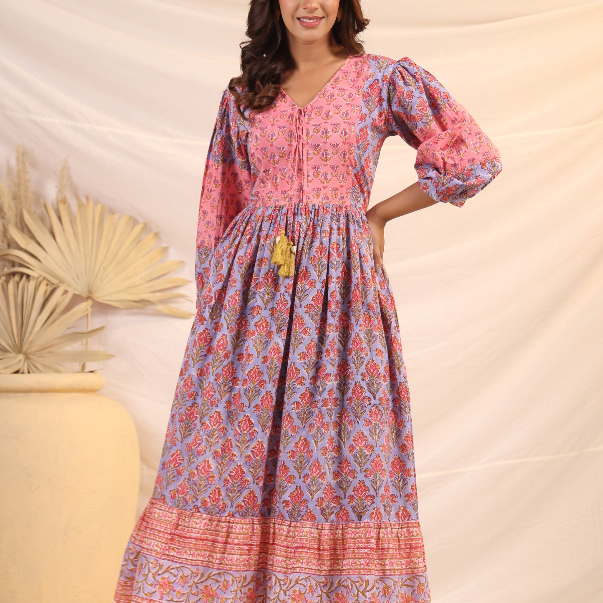 Shuddhi violet and pink bohemian dress