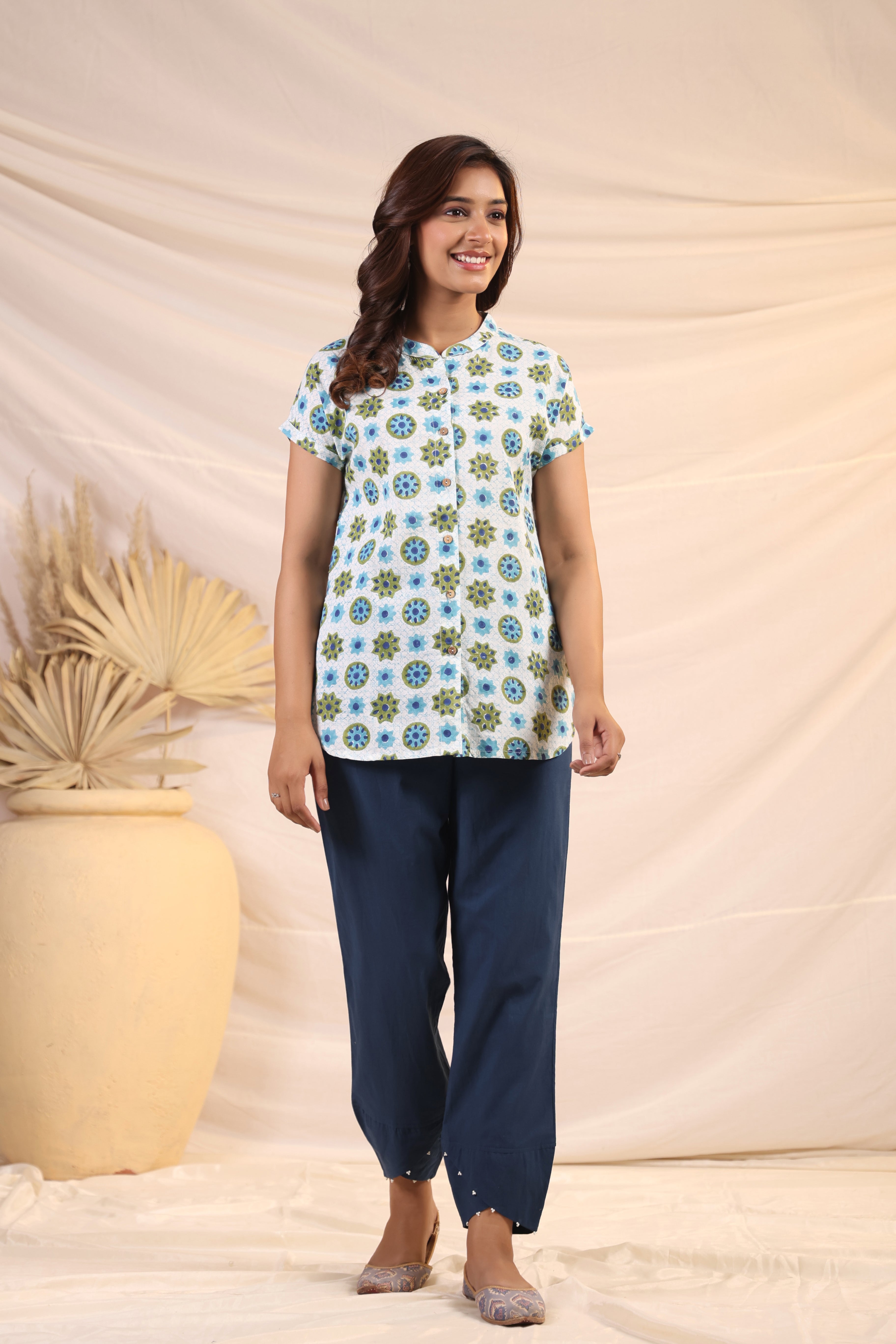 Shuddhi White and Blue Shirt