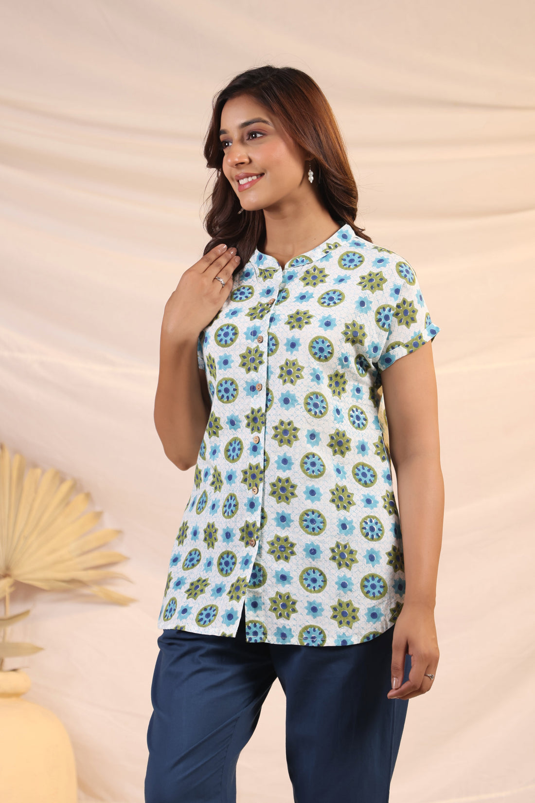 Shuddhi White and Blue Shirt