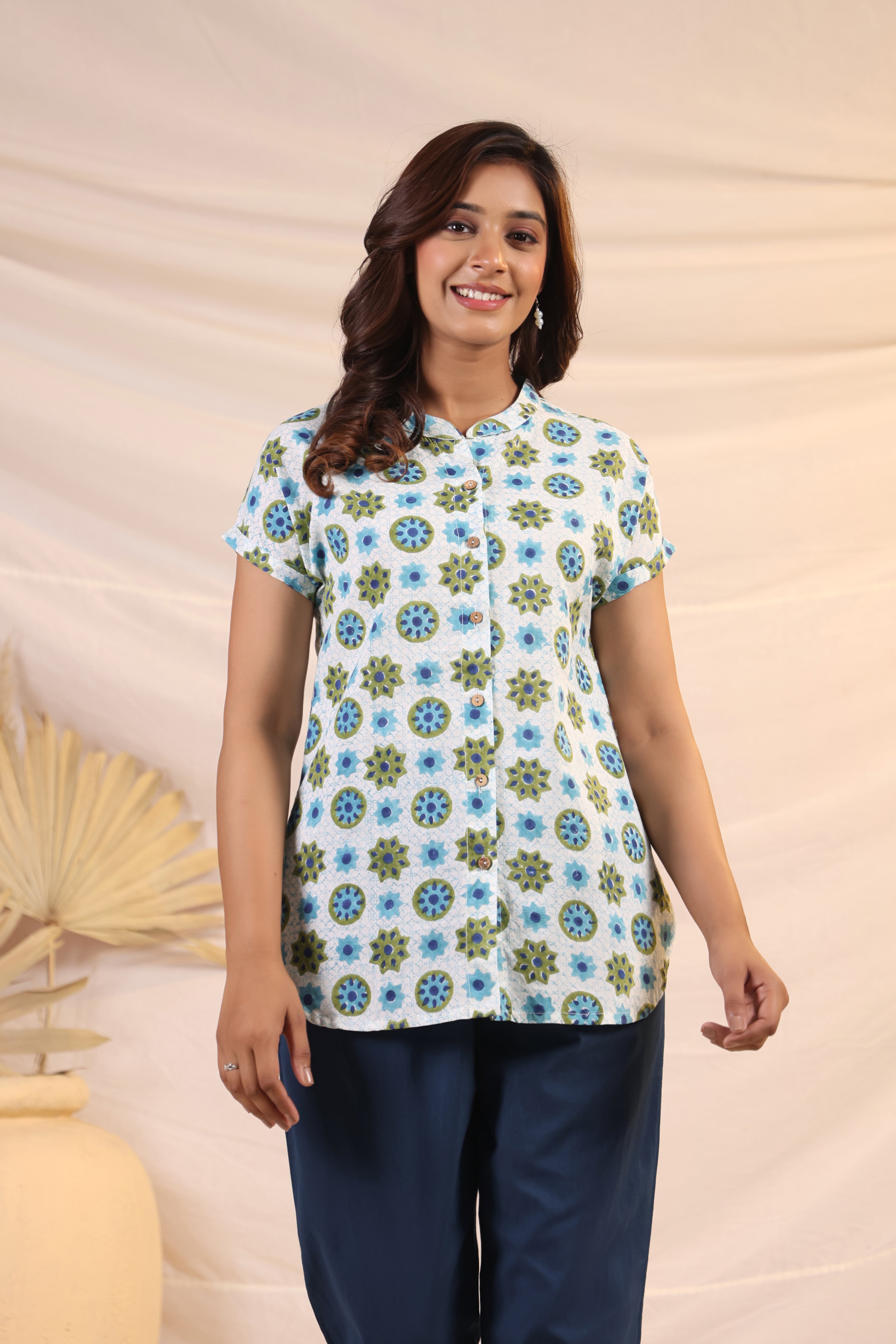 Shuddhi White and Blue Shirt