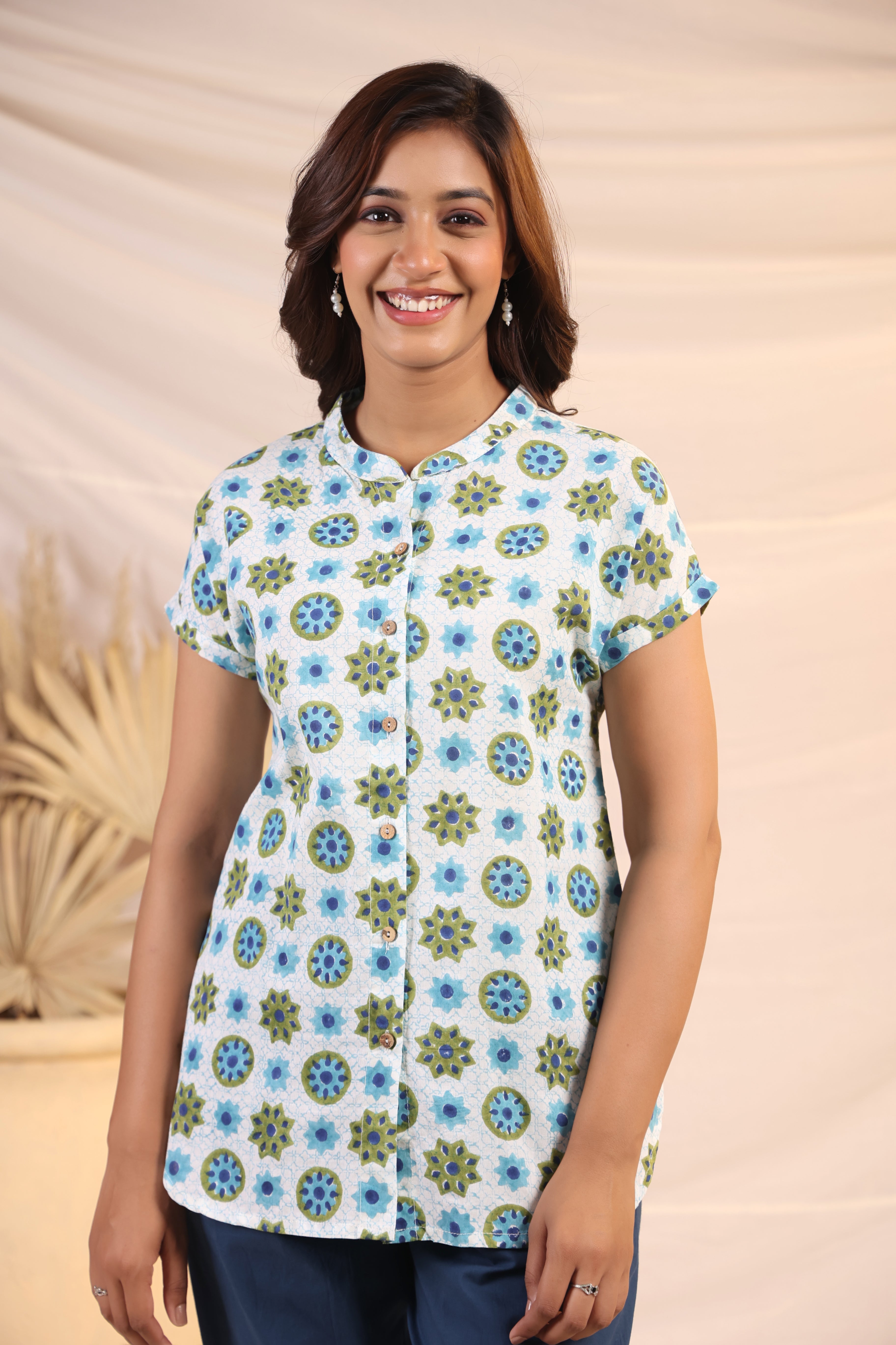 Shuddhi White and Blue Shirt
