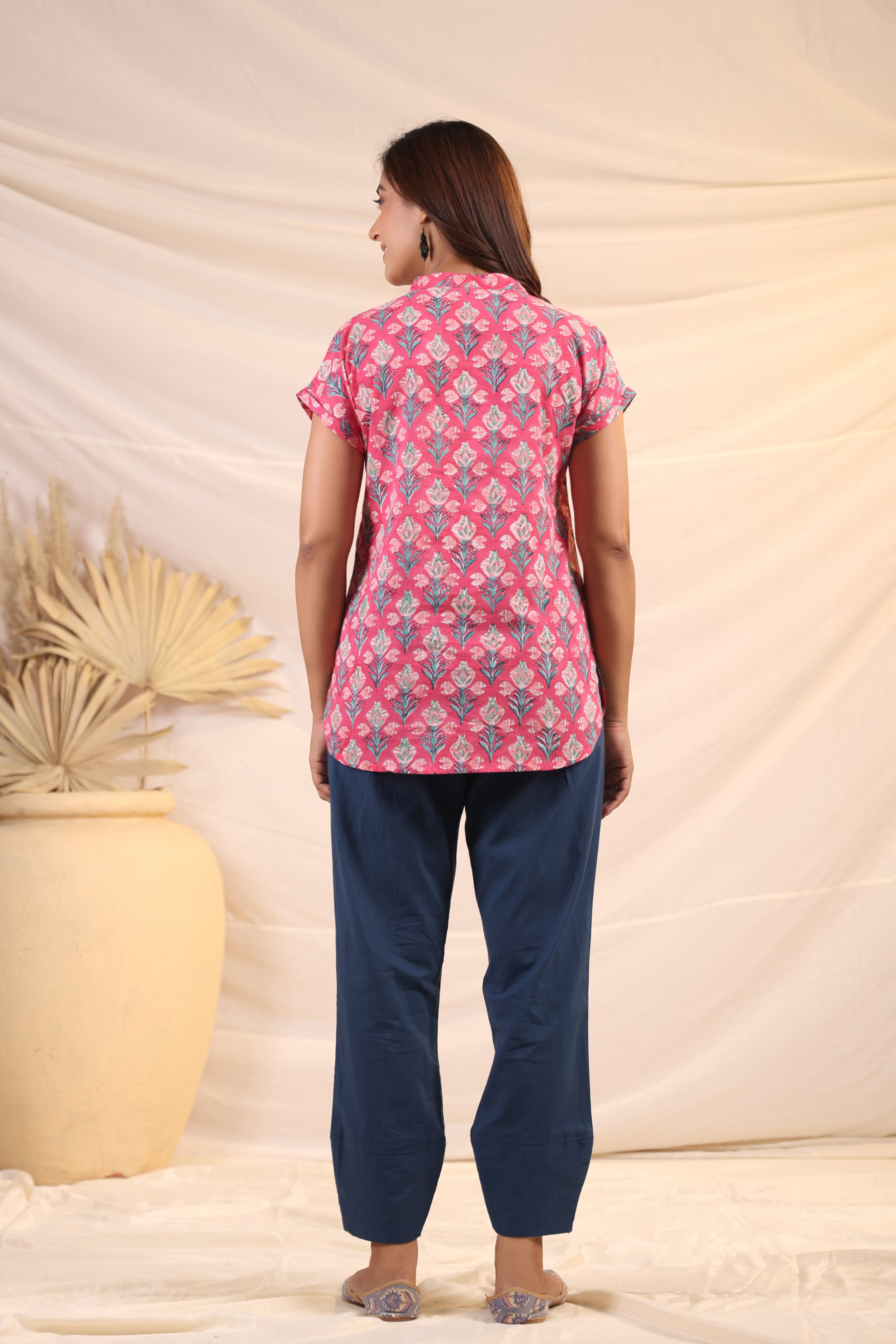 Shuddhi Pink and Green Shirt