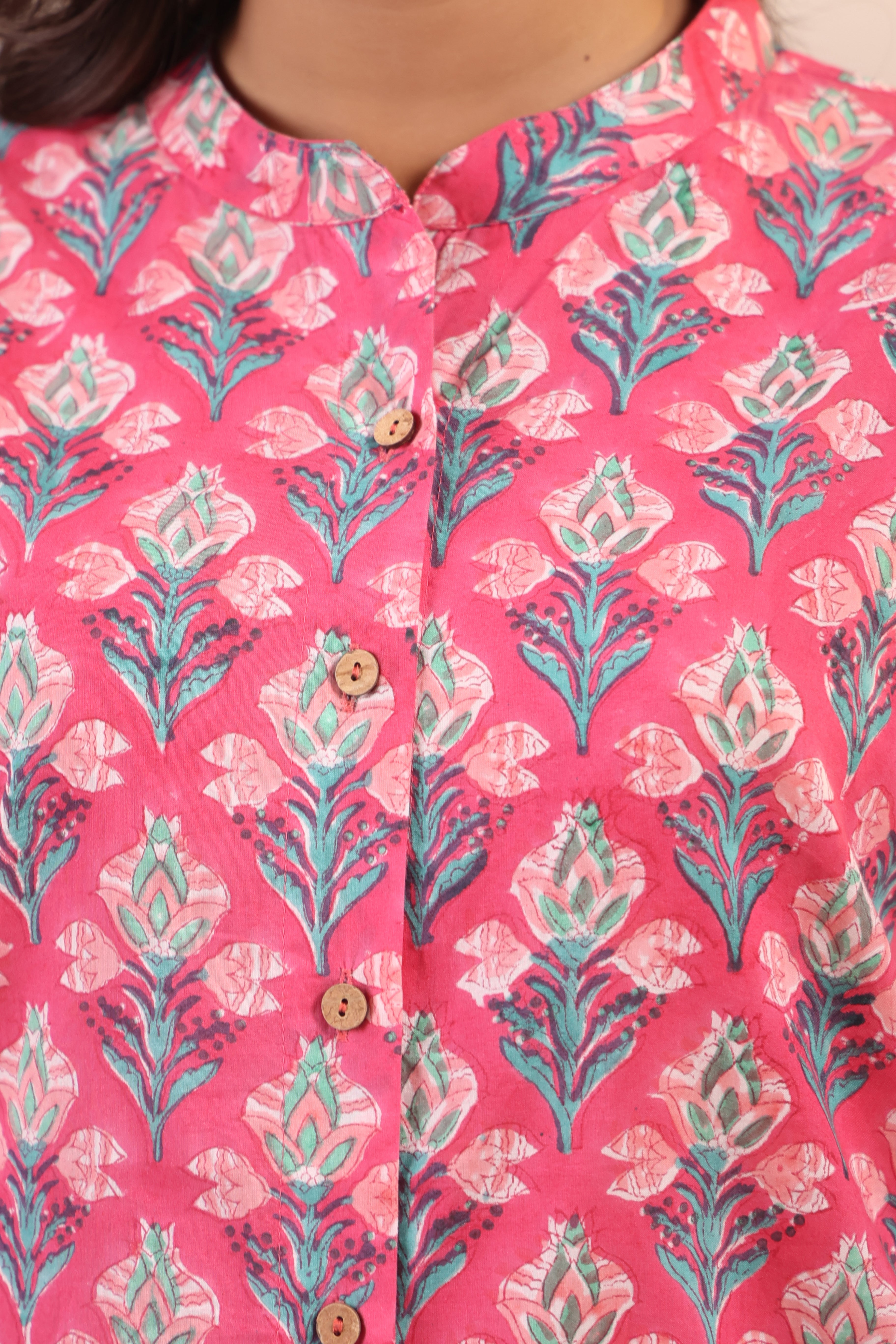 Shuddhi Pink and Green Shirt