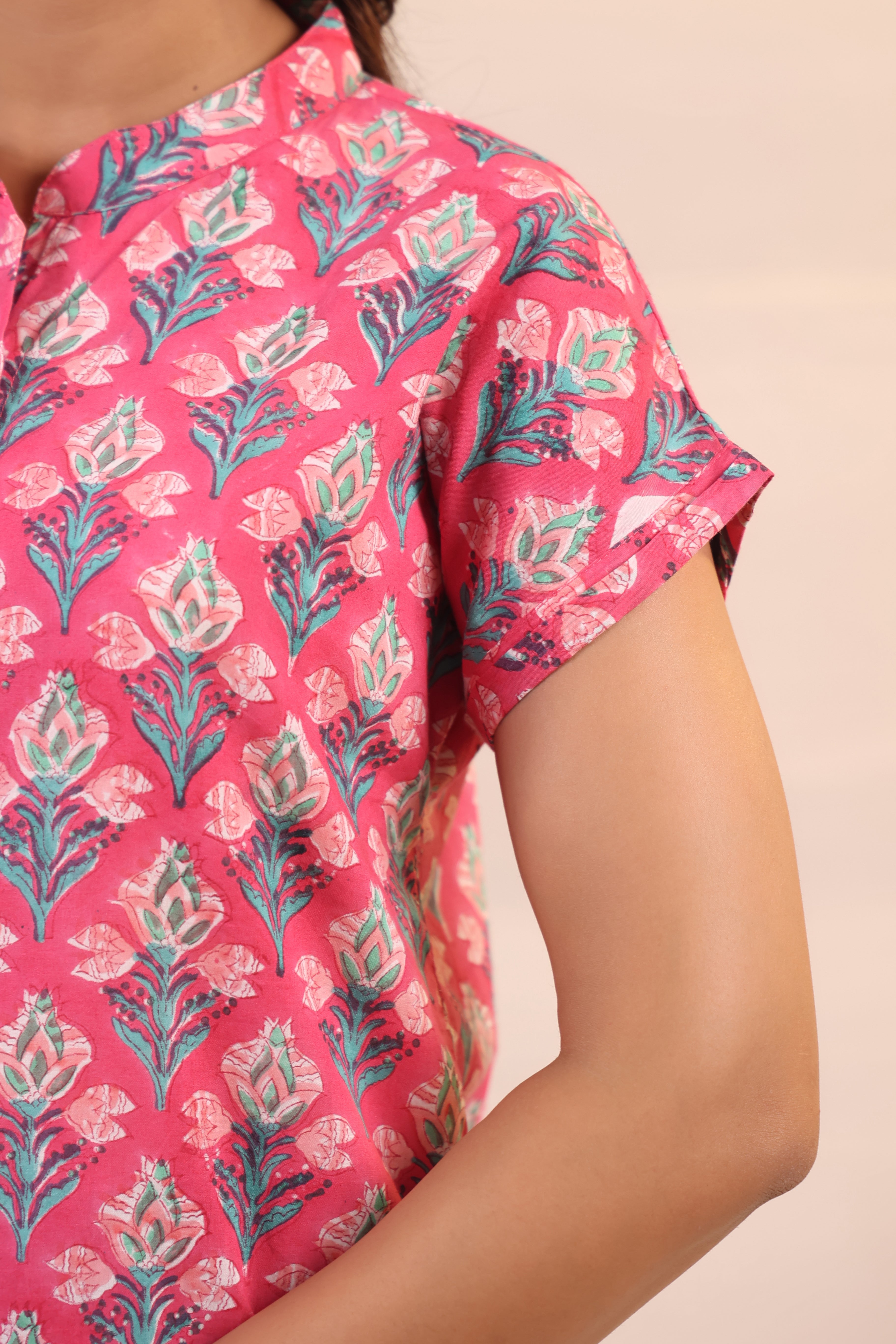 Shuddhi Pink and Green Shirt