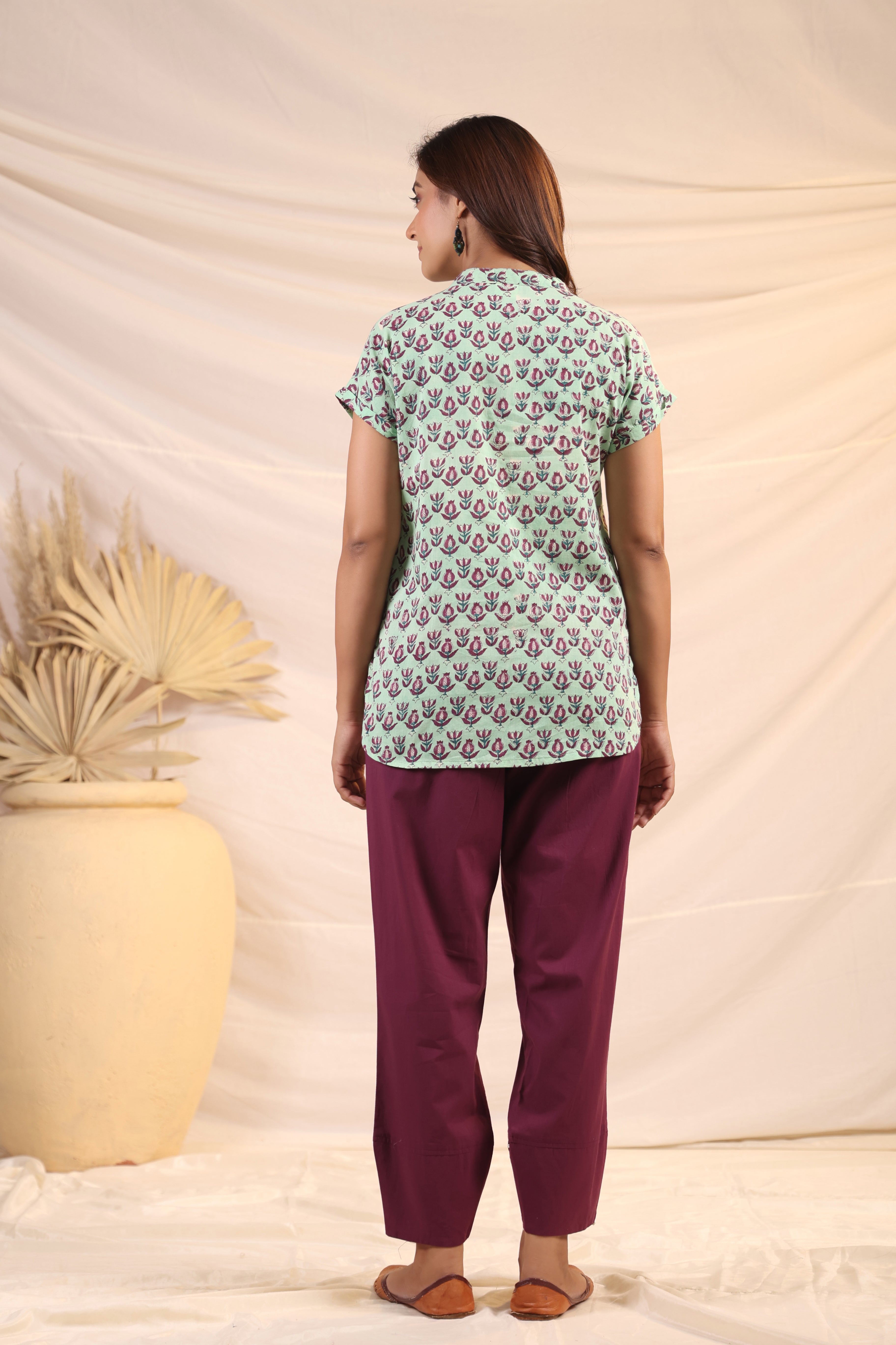 Shuddhi  Green and Purple Shirt
