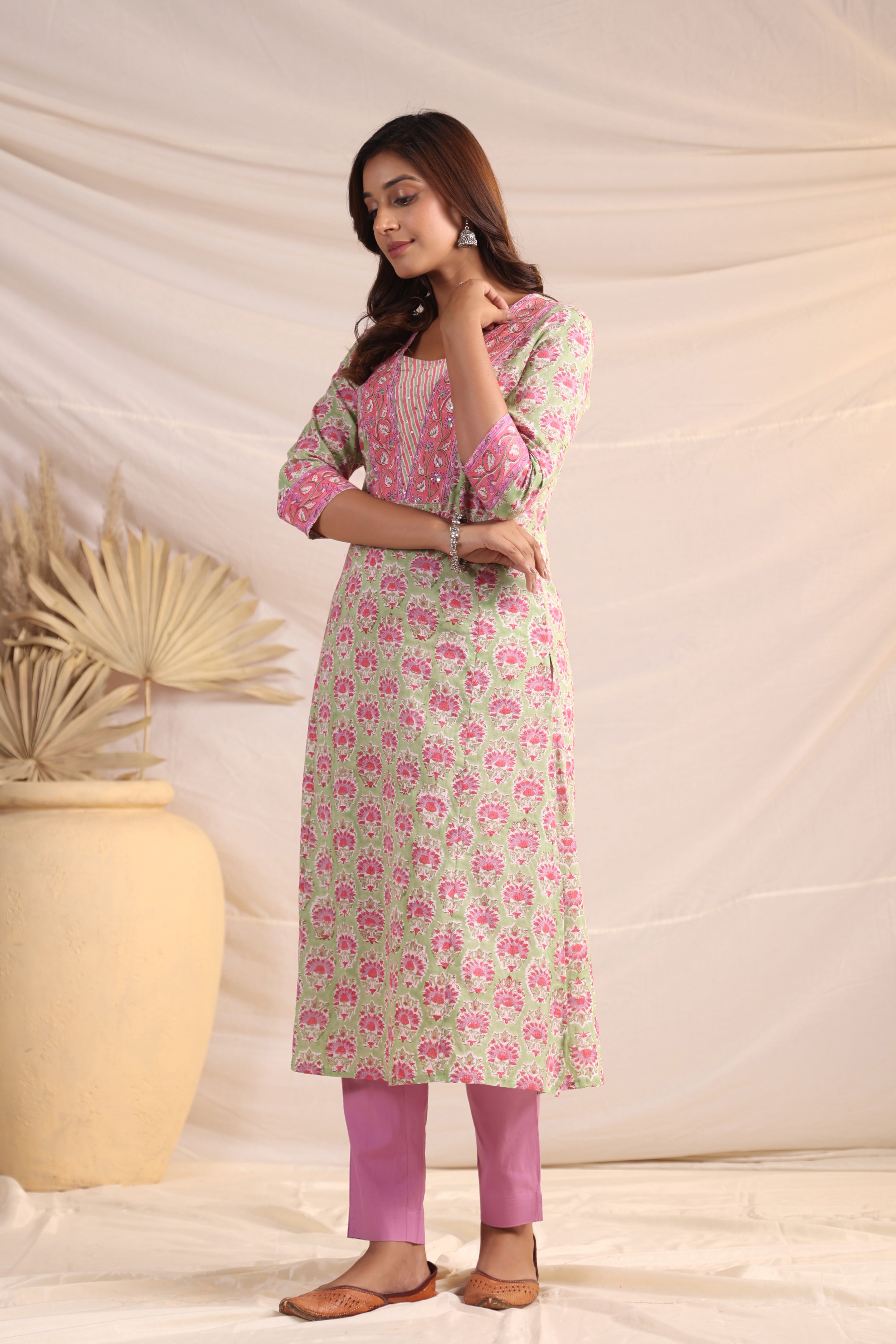 Shuddhi  Green and Purple Kurta
