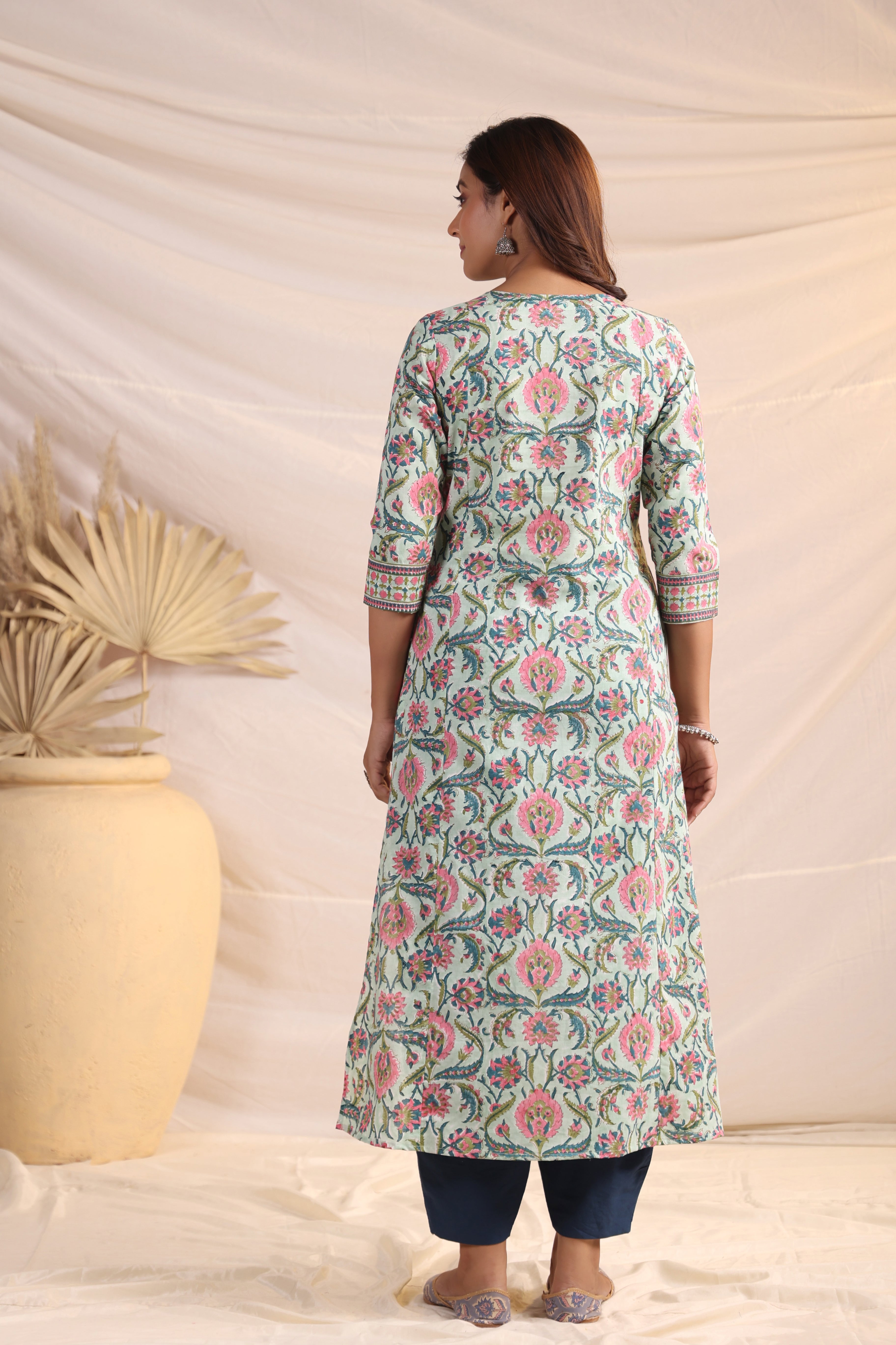 Shuddhi  Green and Pink Kurta