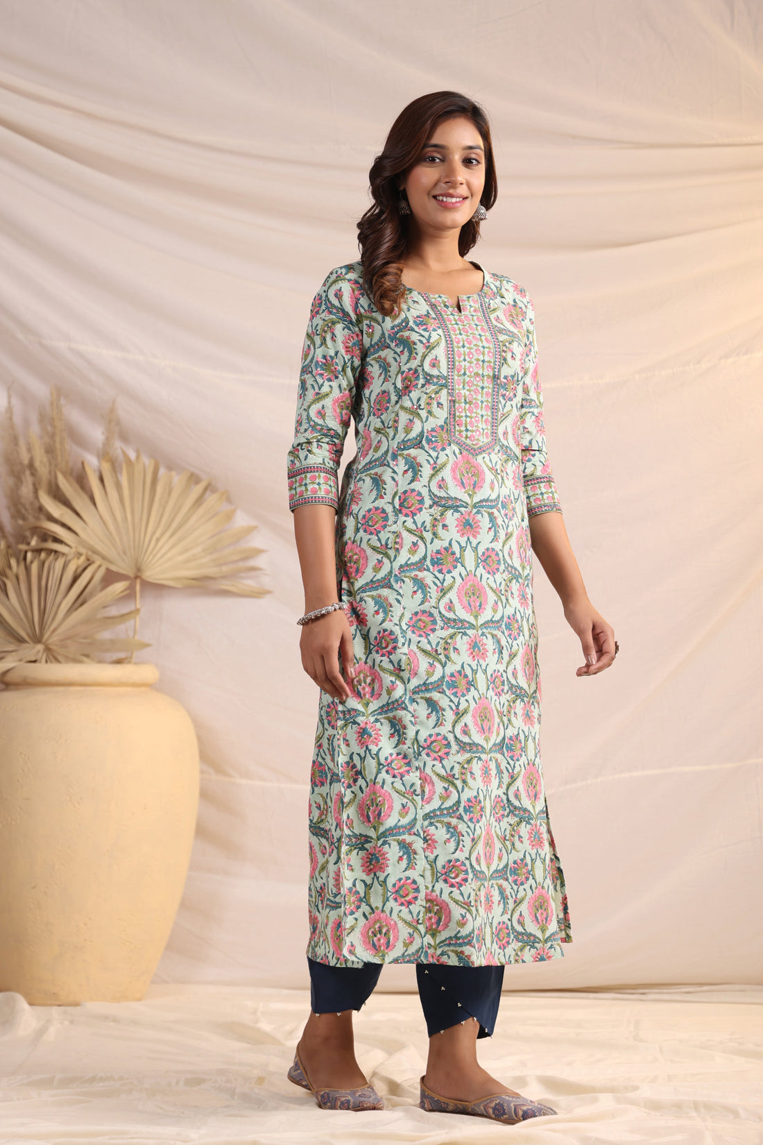 Shuddhi  Green and Pink Kurta