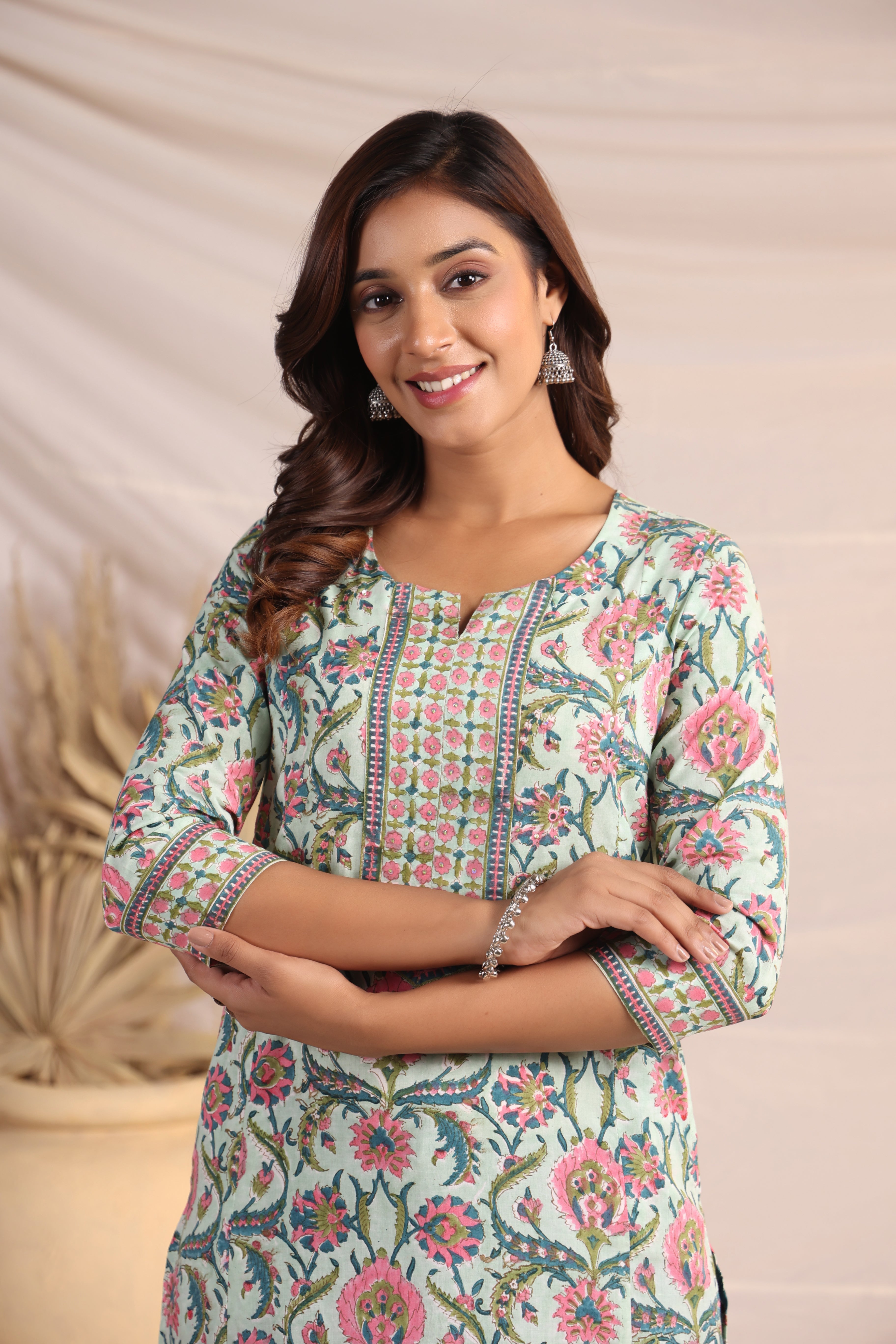 Shuddhi  Green and Pink Kurta