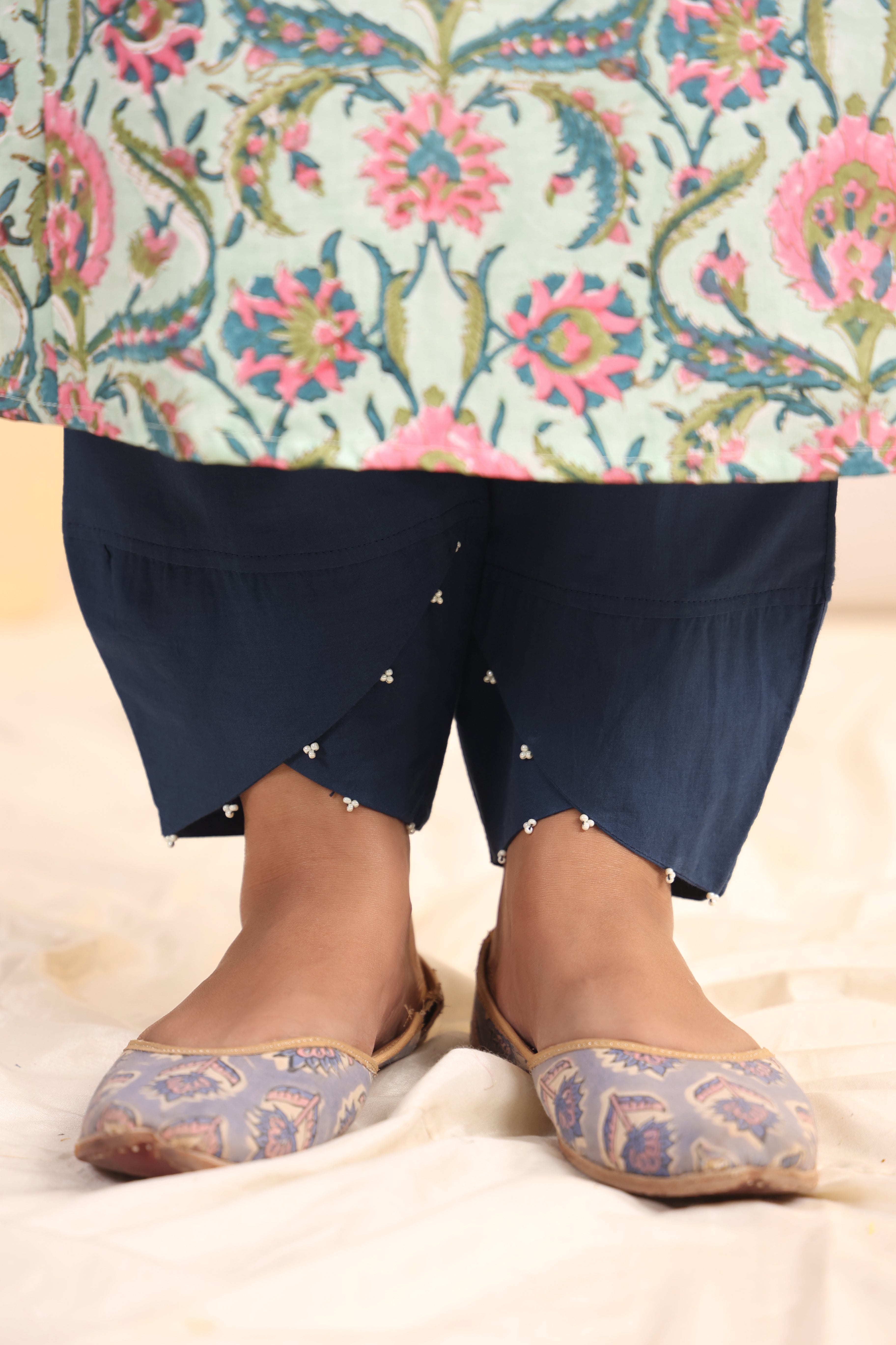 Shuddhi  Green and Pink Kurta