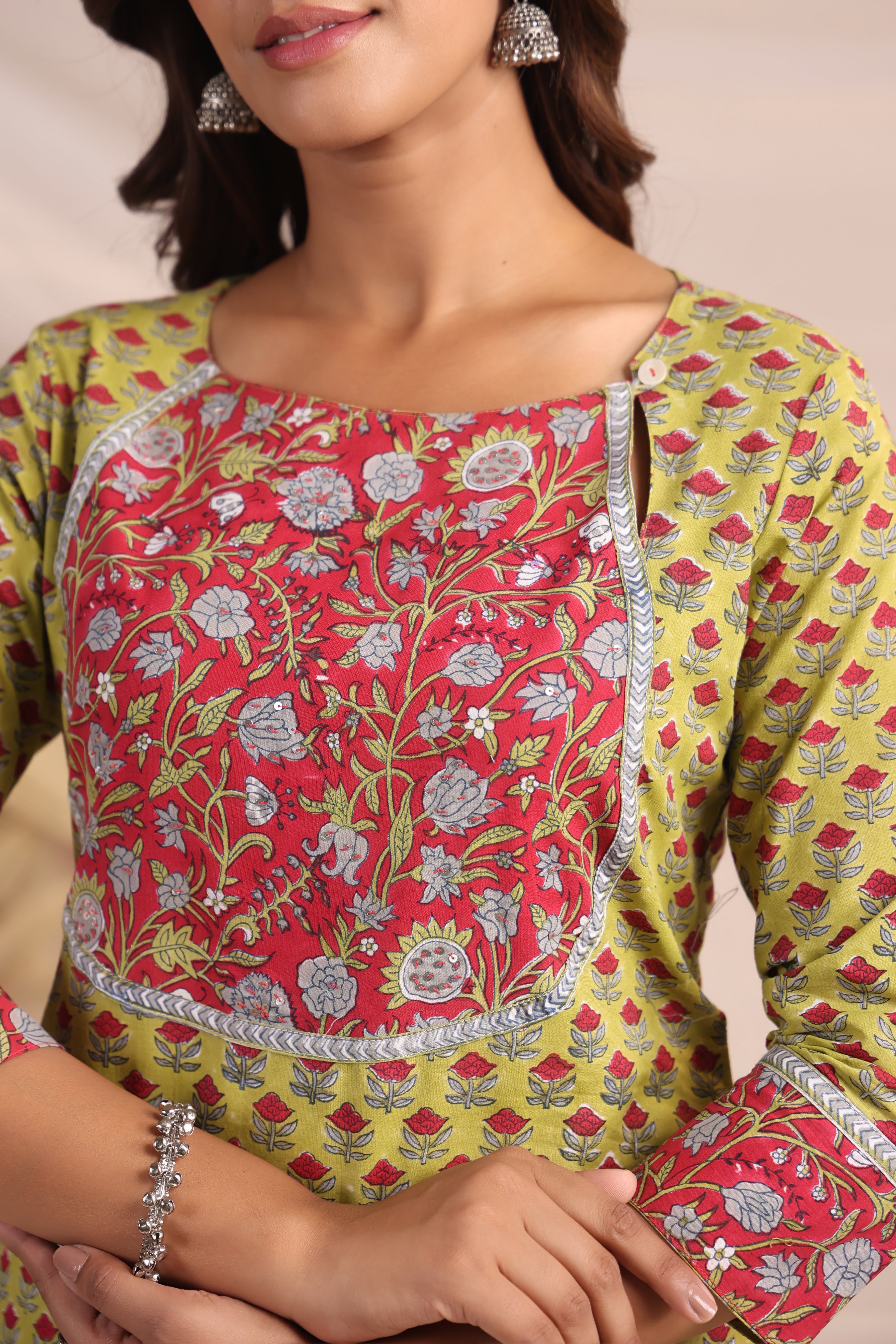 Shuddhi  Green and Pink Kurta