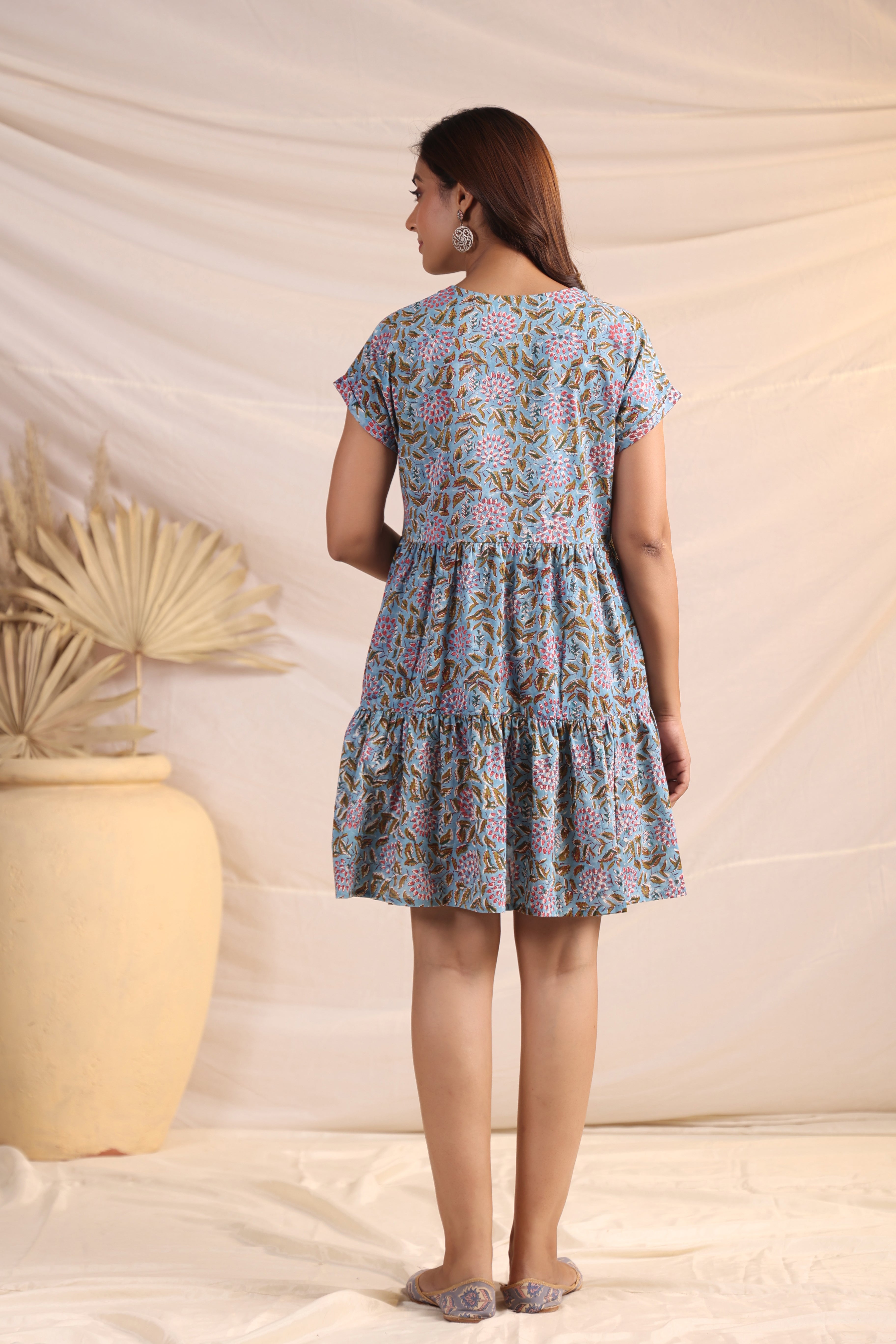 Shuddhi  Blue and Green Tier Dress