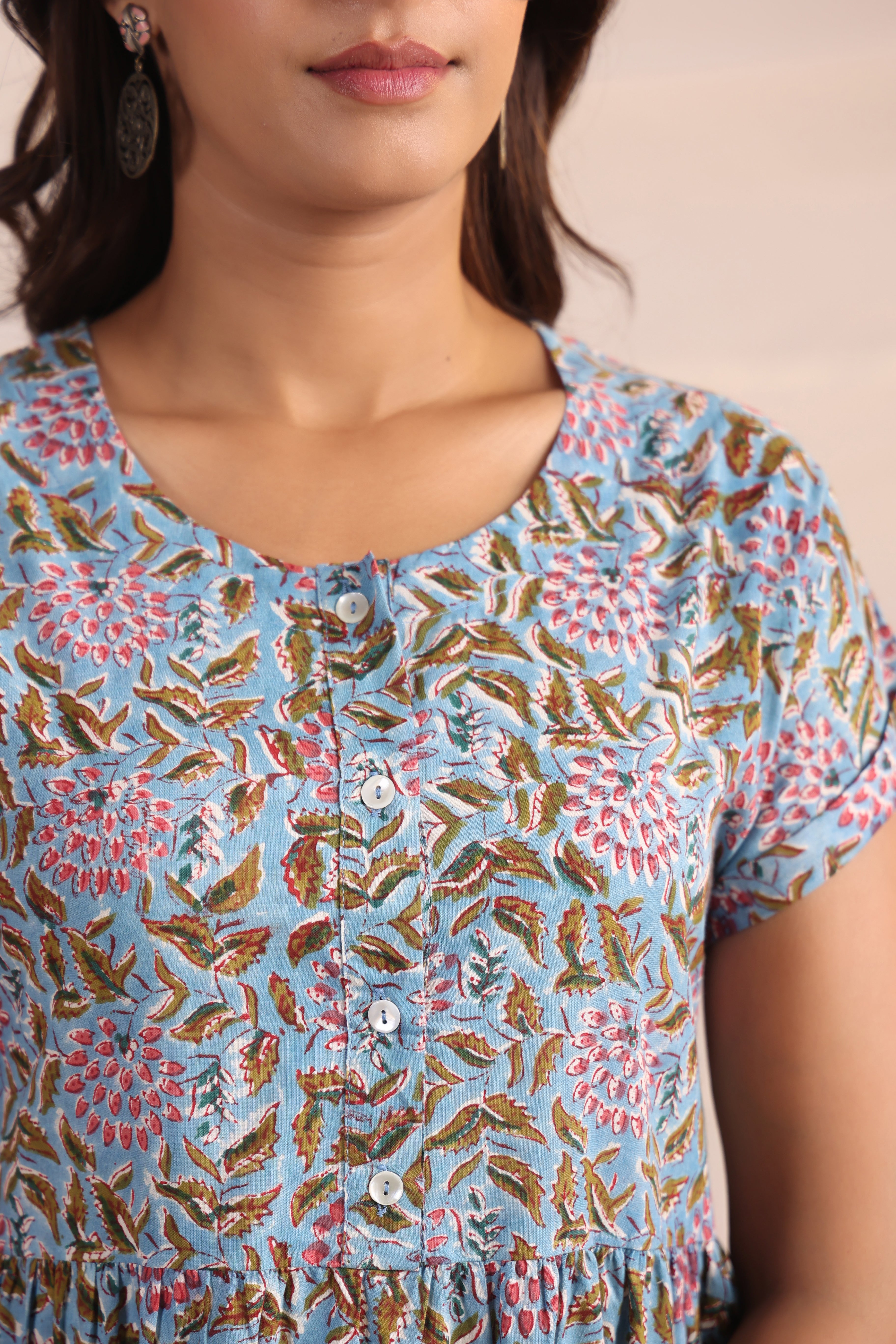 Shuddhi  Blue and Green Tier Dress