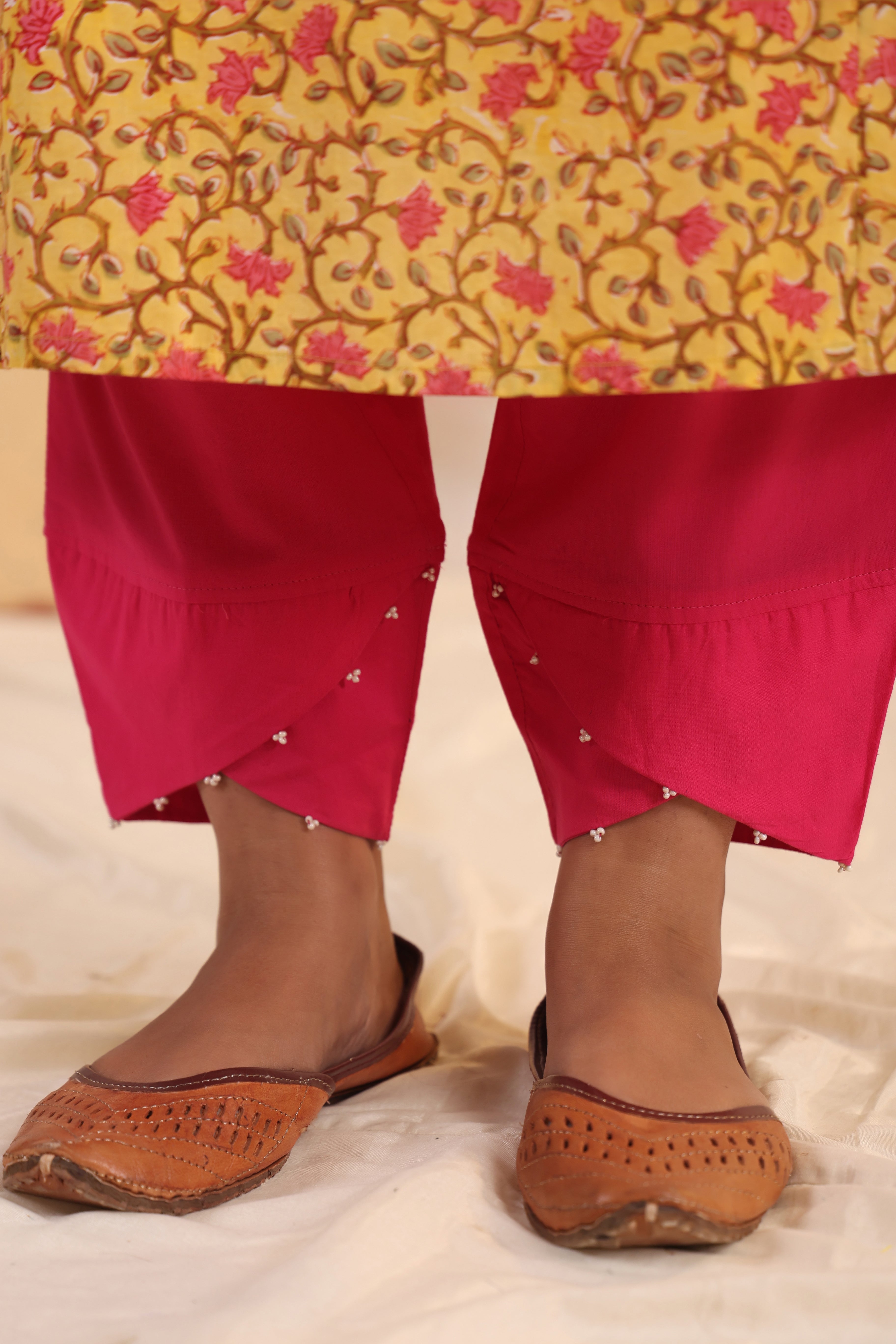 Shuddhi  Yellow and Pink Kurta