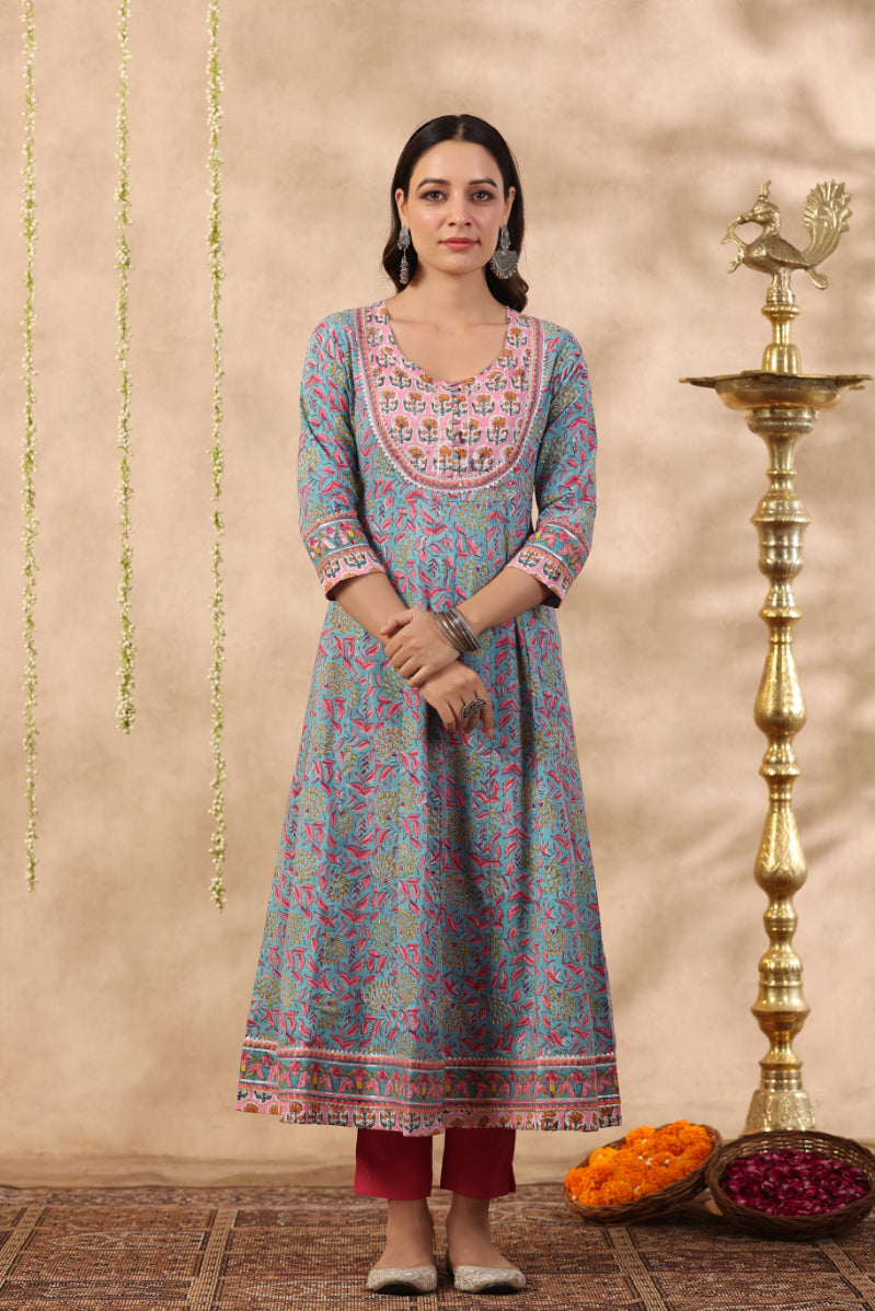 Shuddhi green and baby pink 2 piece kurta and duppatta set