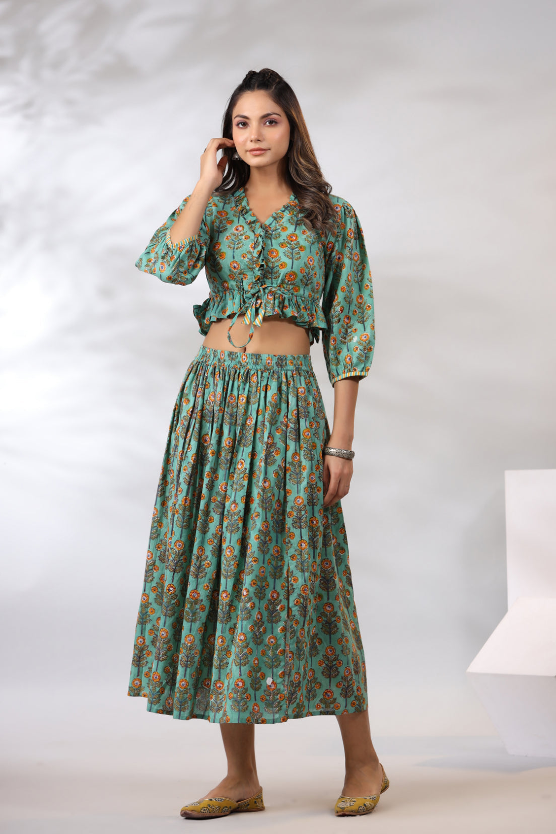 Emerald Green Skirt-Top Set