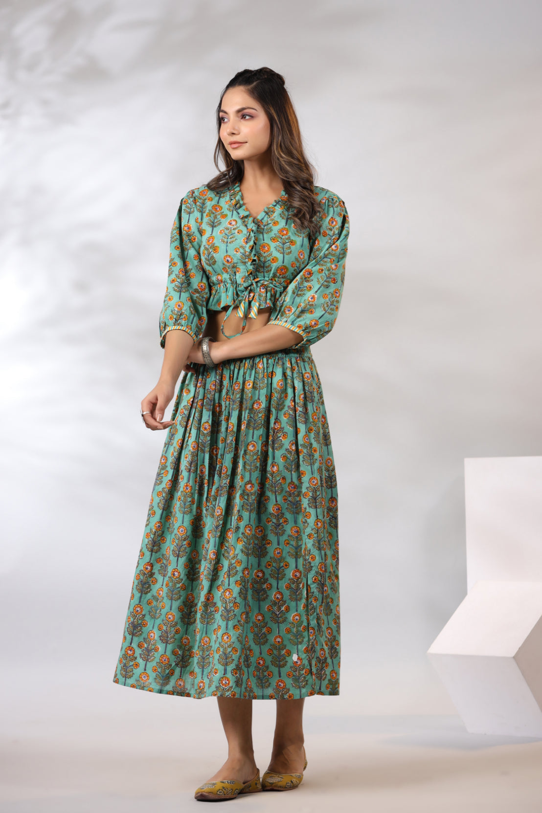 Emerald Green Skirt-Top Set