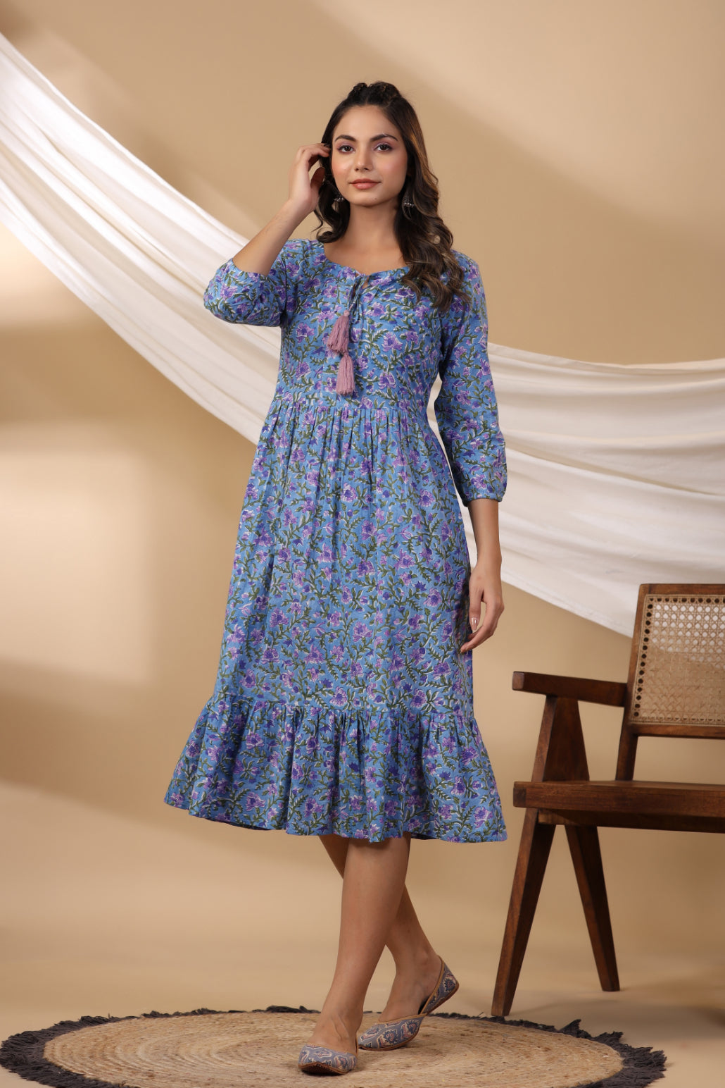 Cyan Blue Tier Dress