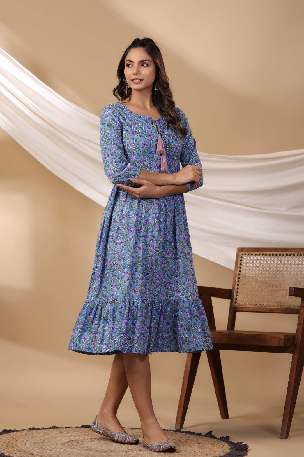 Cyan Blue Tier Dress