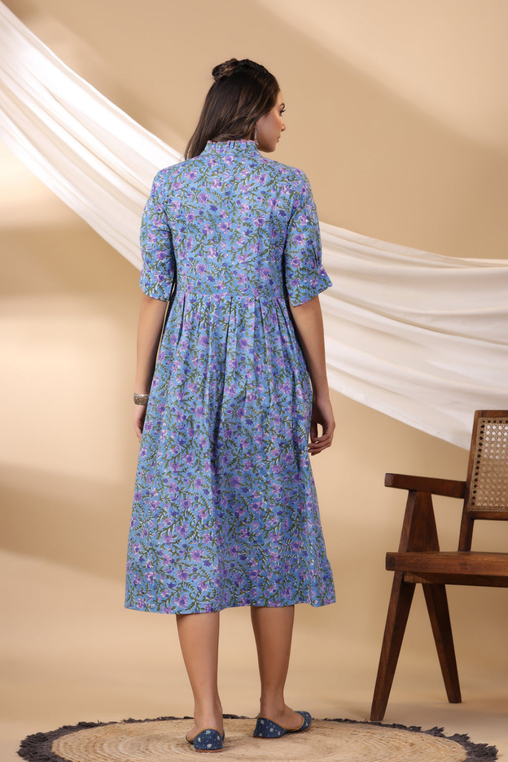Cyan Blue Button Down Dress