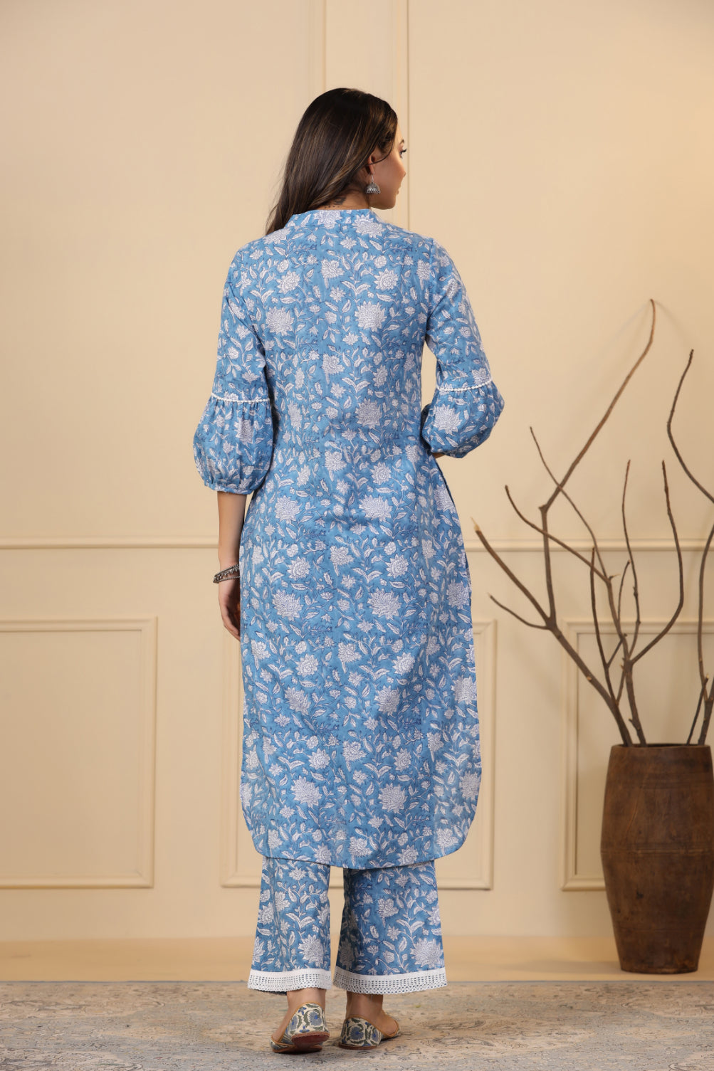 Cerulean Blue Button Down Kurta Set