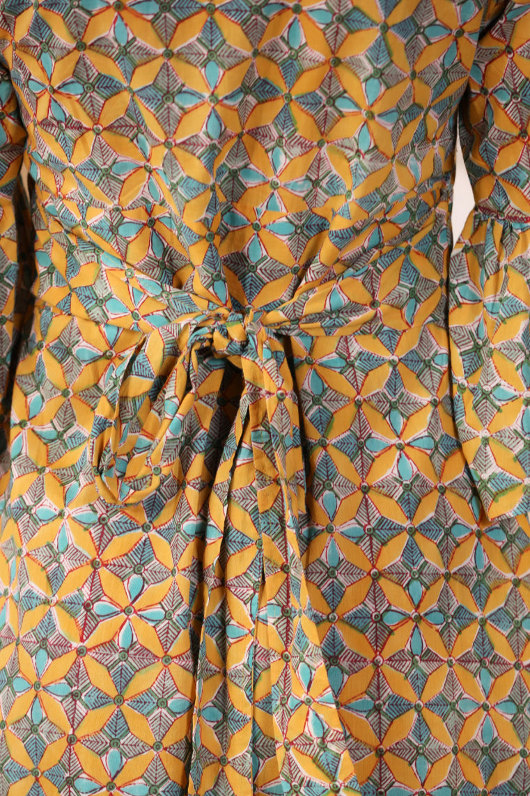 Mustard Tier - Tie Dress