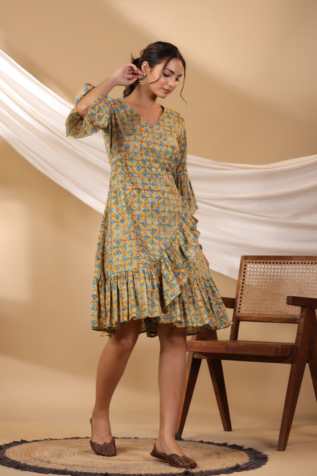 Mustard Tier - Tie Dress