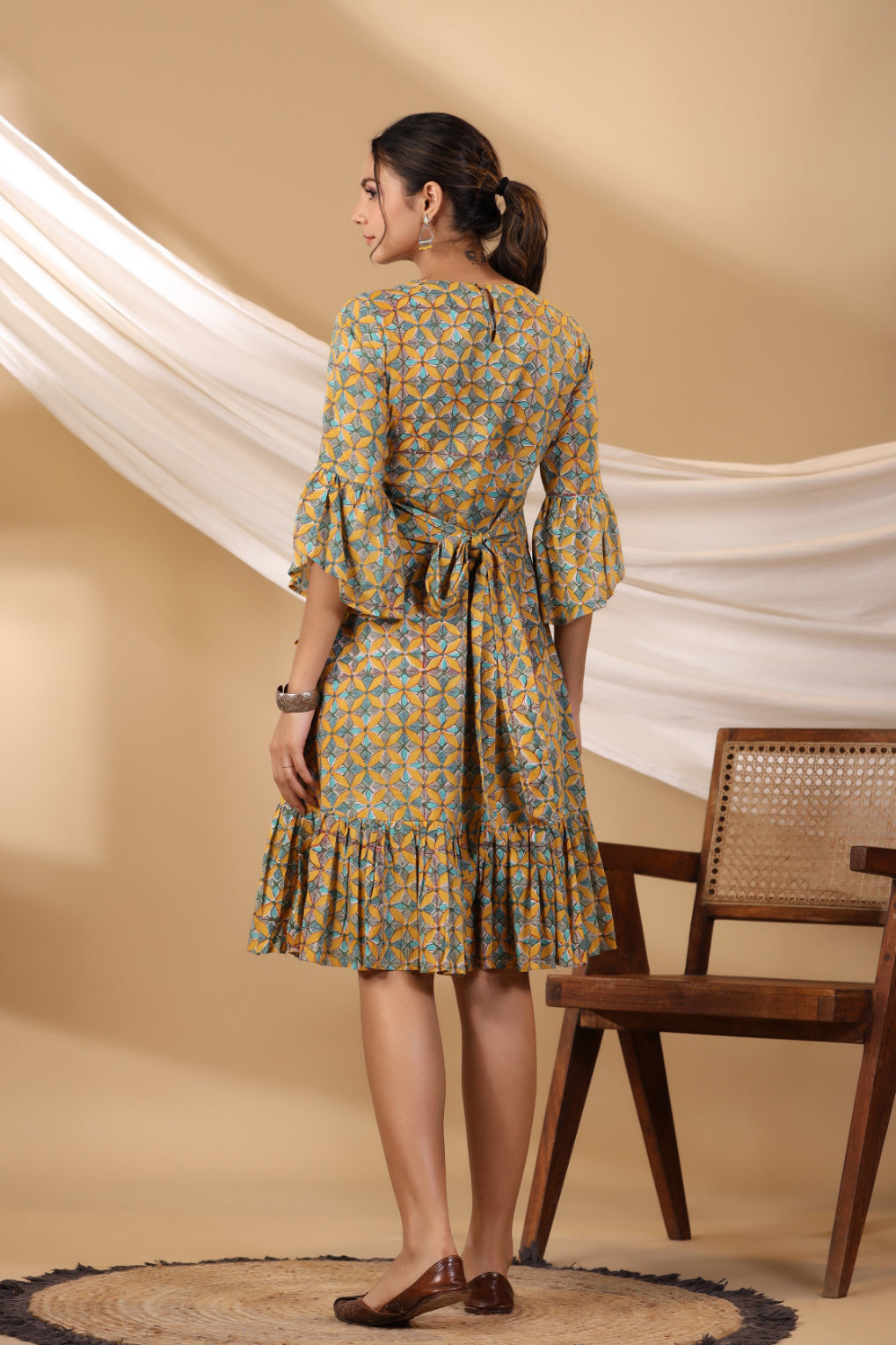 Mustard Tier - Tie Dress