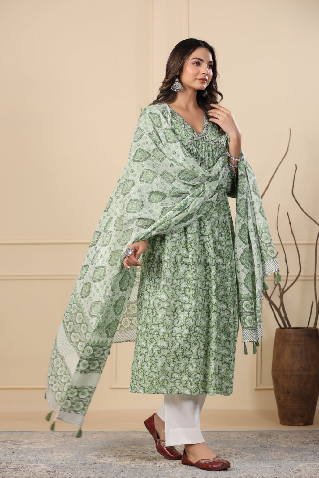 Grass Green Kurta Dupatta Set