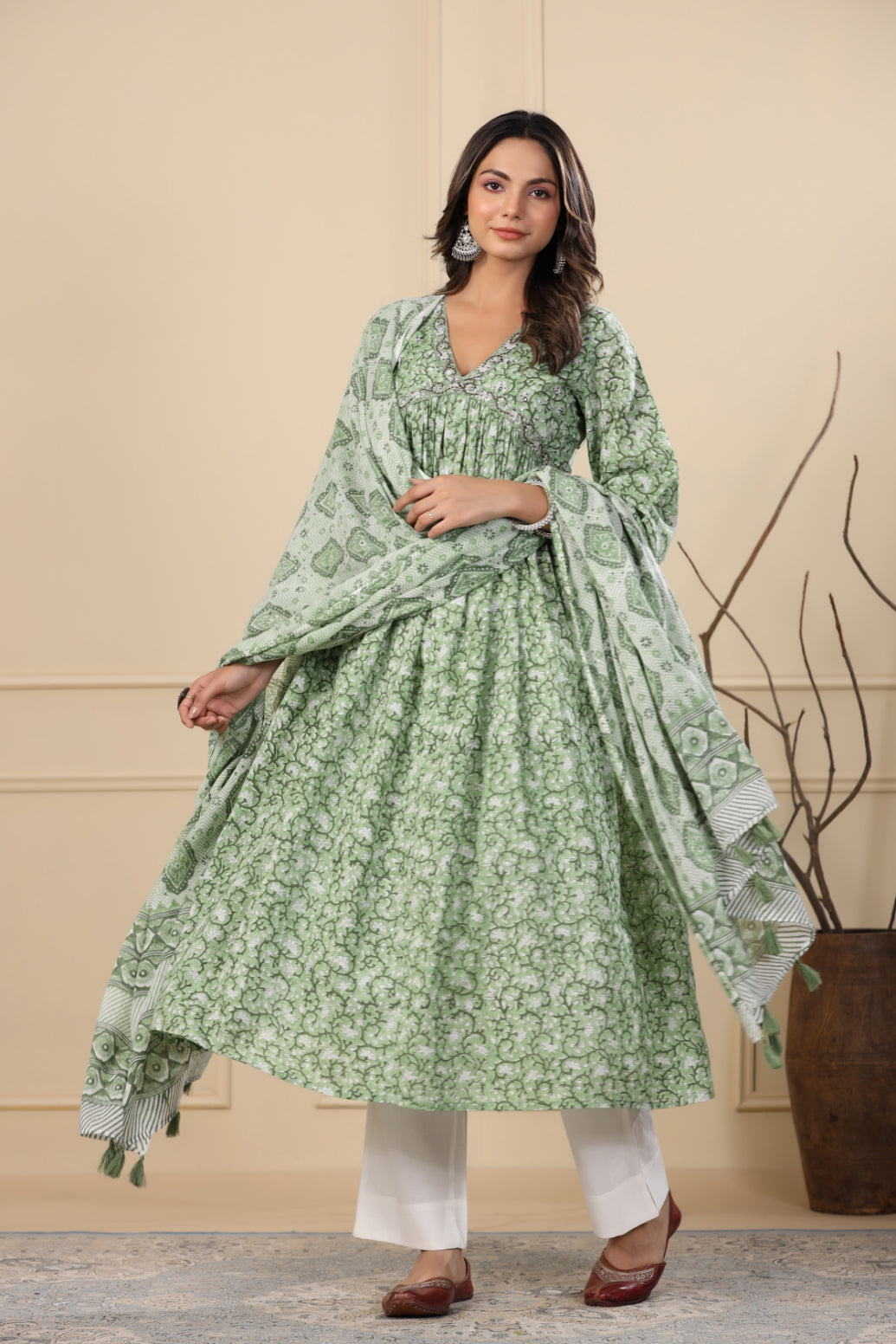 Grass Green Kurta Dupatta Set