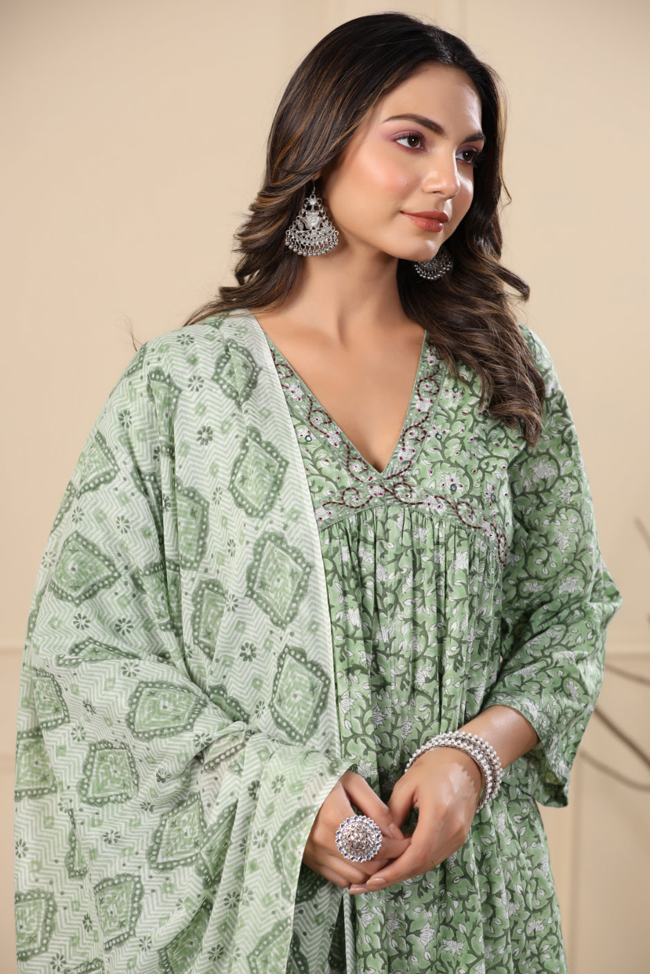 Grass Green Kurta Dupatta Set