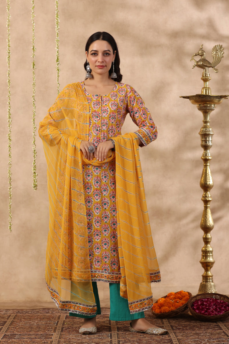 Shuddhi yellow and blue 2 piece set