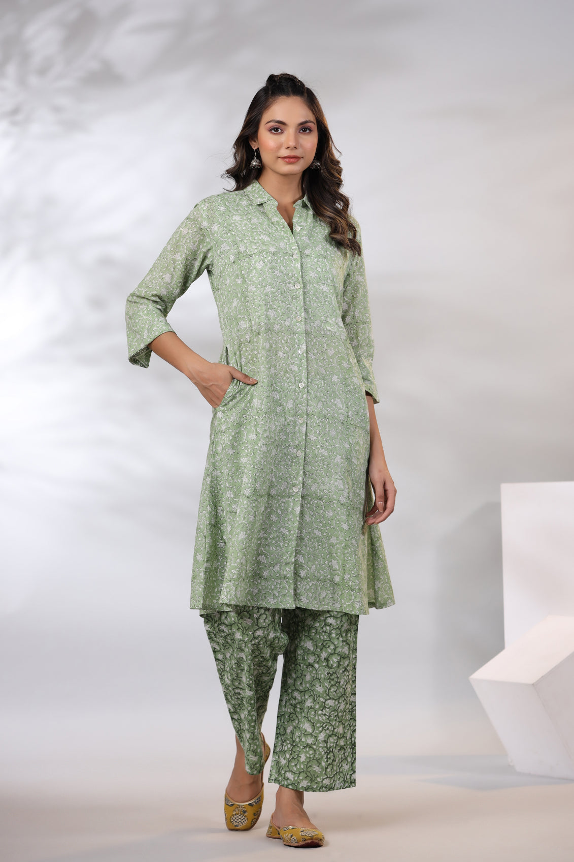 Grass Green 3-Piece Co-Ord Set With Shrug