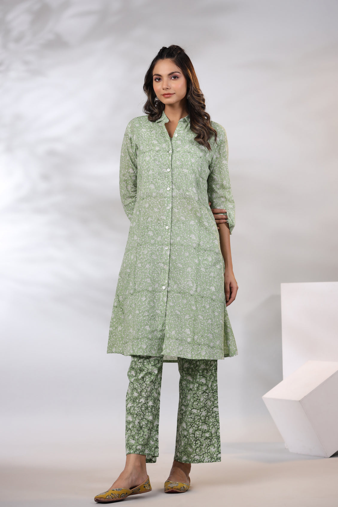 Grass Green 3-Piece Co-Ord Set With Shrug