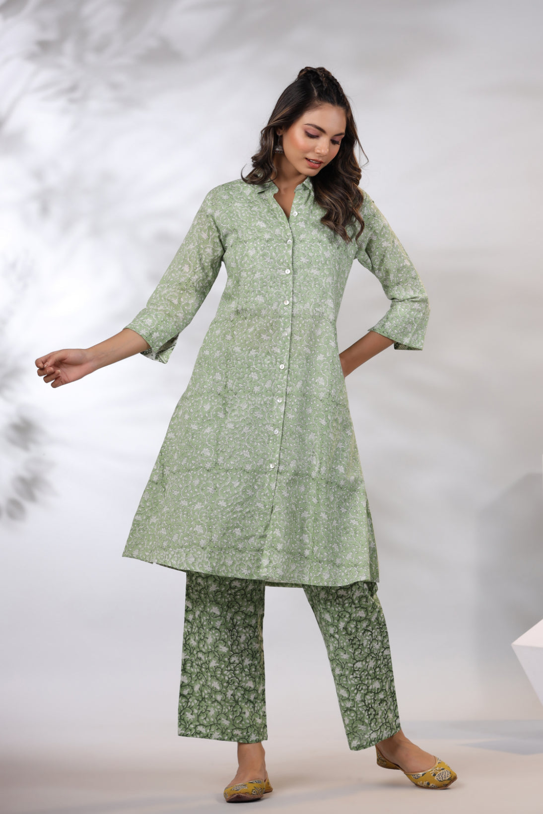 Grass Green 3-Piece Co-Ord Set With Shrug