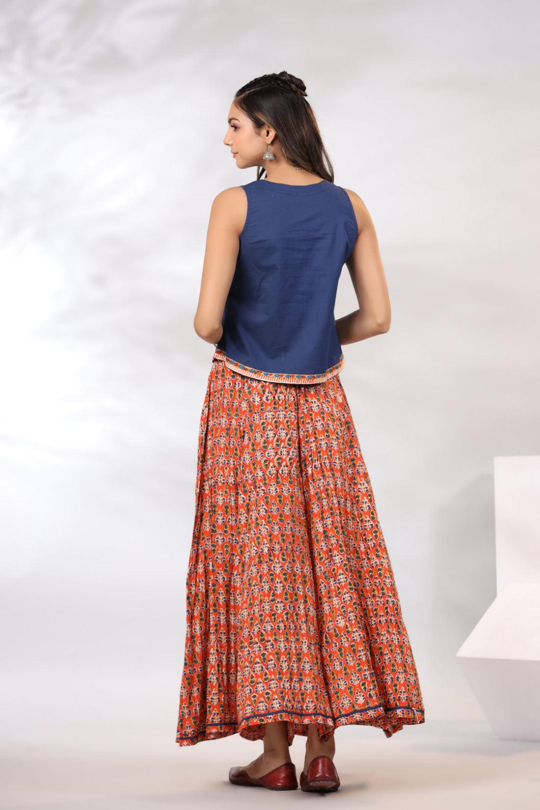 Tangarine Orange With Indigo Co-Ord Set