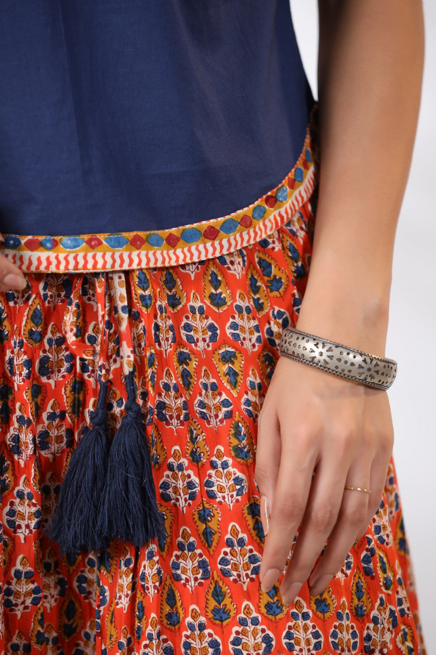 Tangarine Orange With Indigo Co-Ord Set