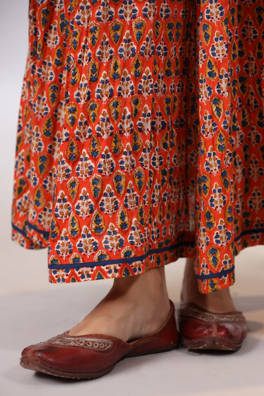 Tangarine Orange With Indigo Co-Ord Set